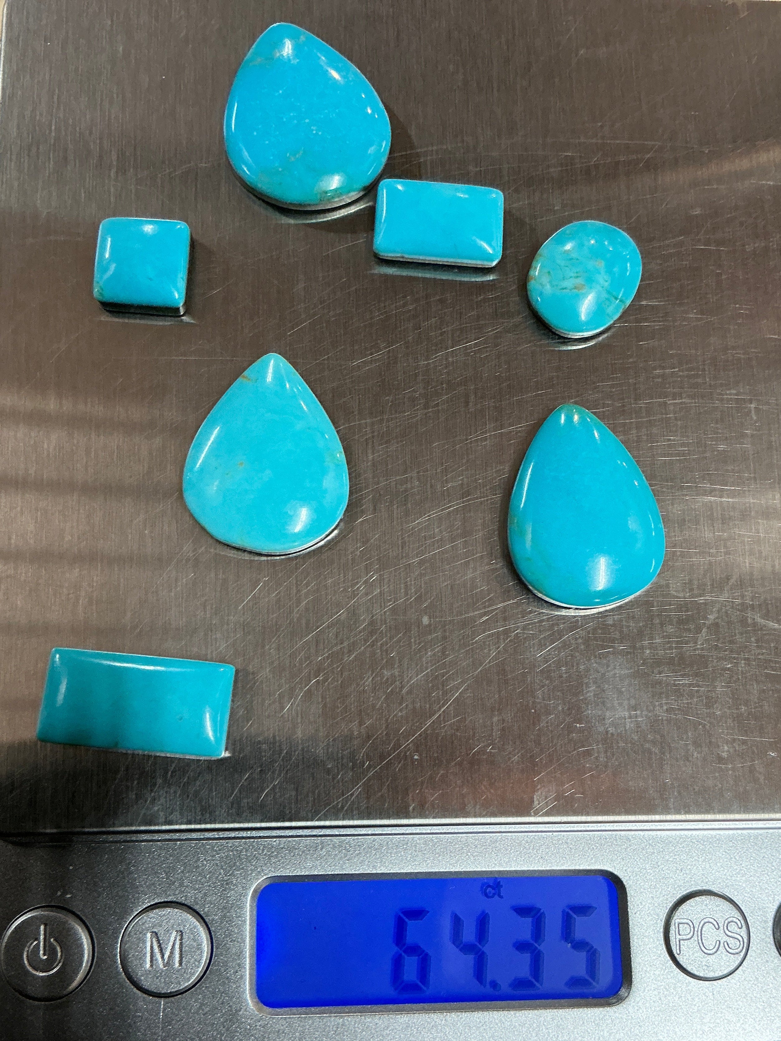 Castle Dome Turquoise Cabochons. ~64 Carats. Lot 3. $60.