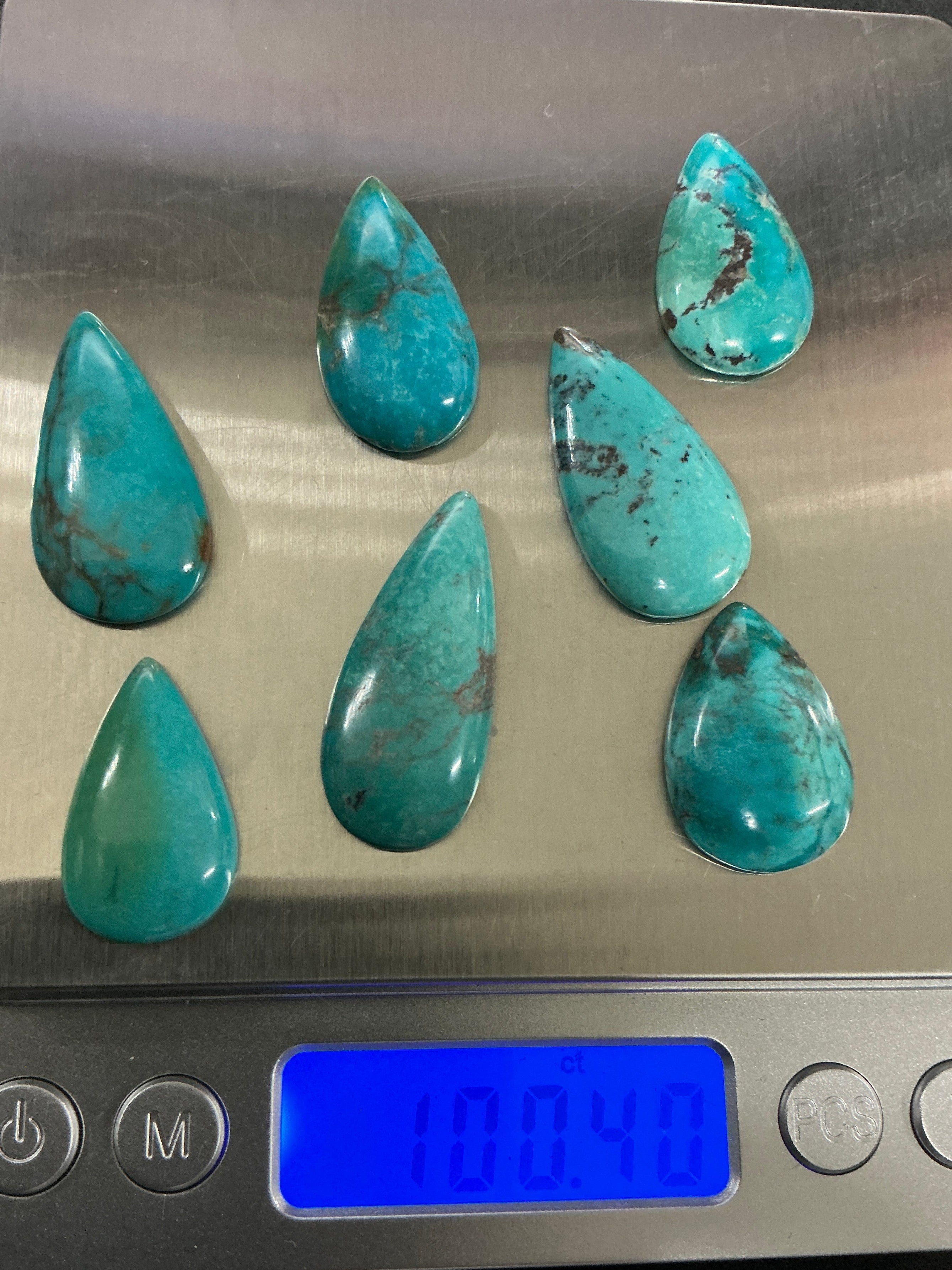 100 CTS Pear Shaped Turquoise Cabochons. Lot 12