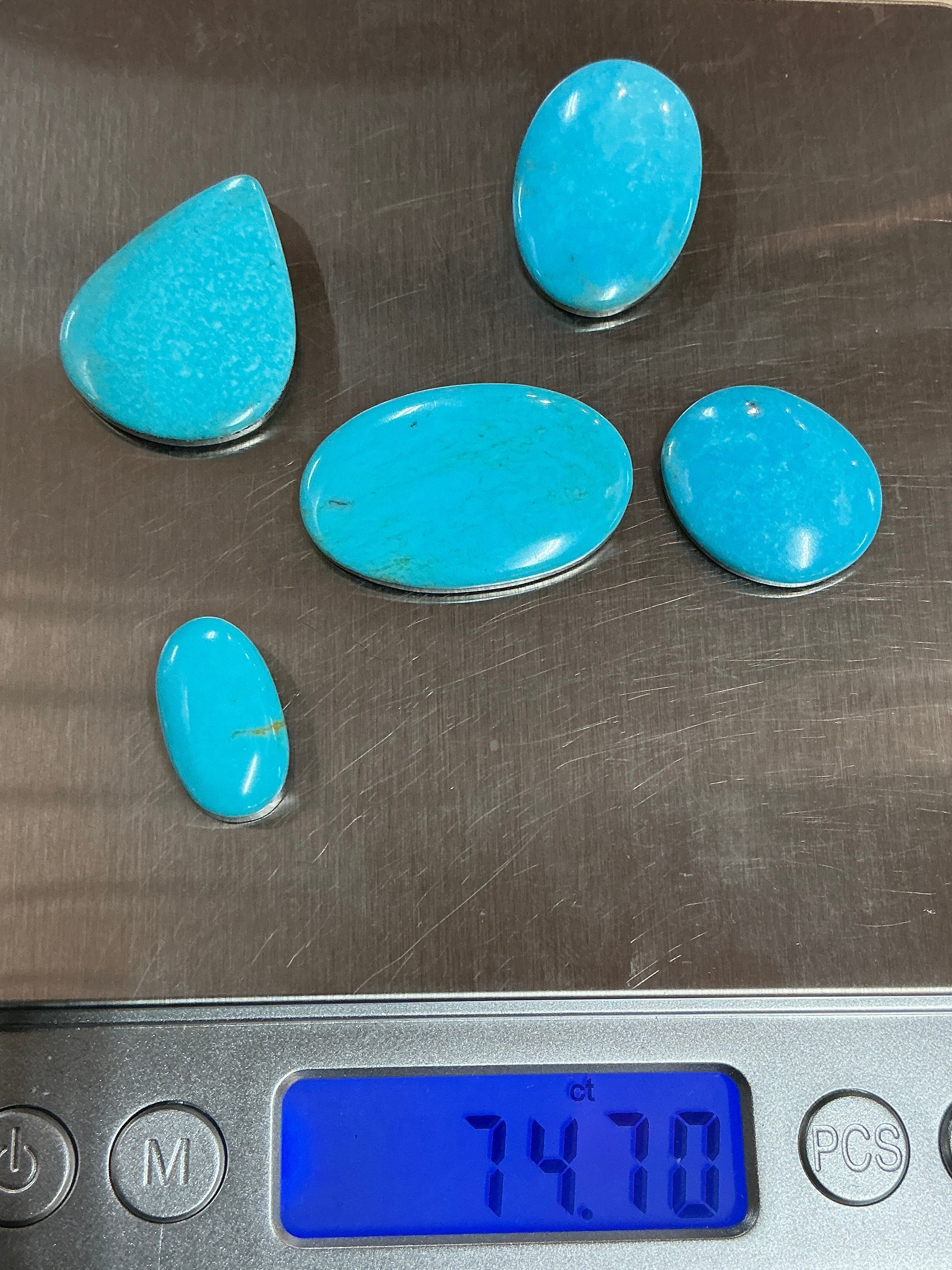 Castle Dome Turquoise Cabochons. ~74 Carats. Lot 5. $70