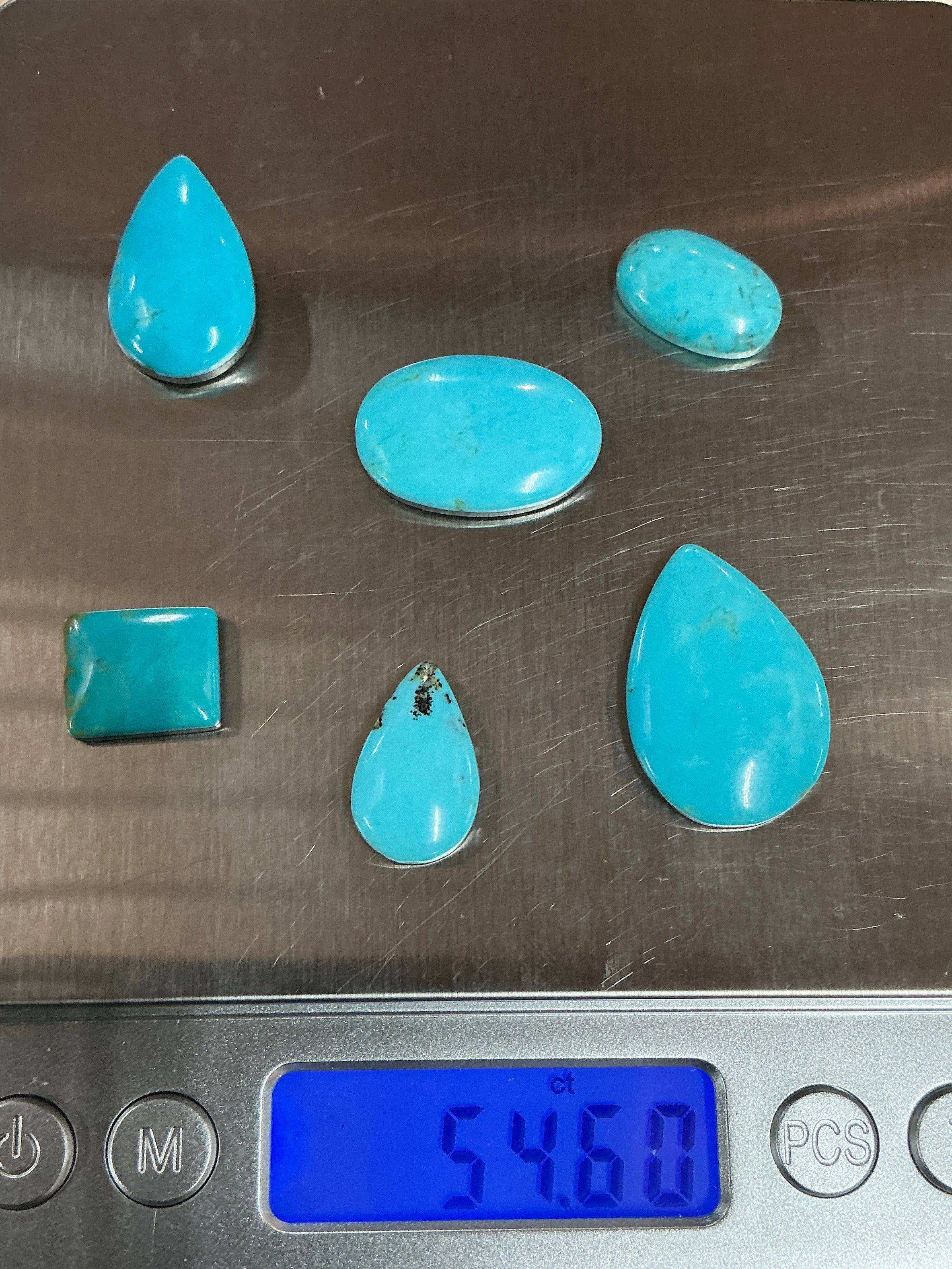 Castle Dome Turquoise Cabochons. ~54 Carats. Lot 1. $50