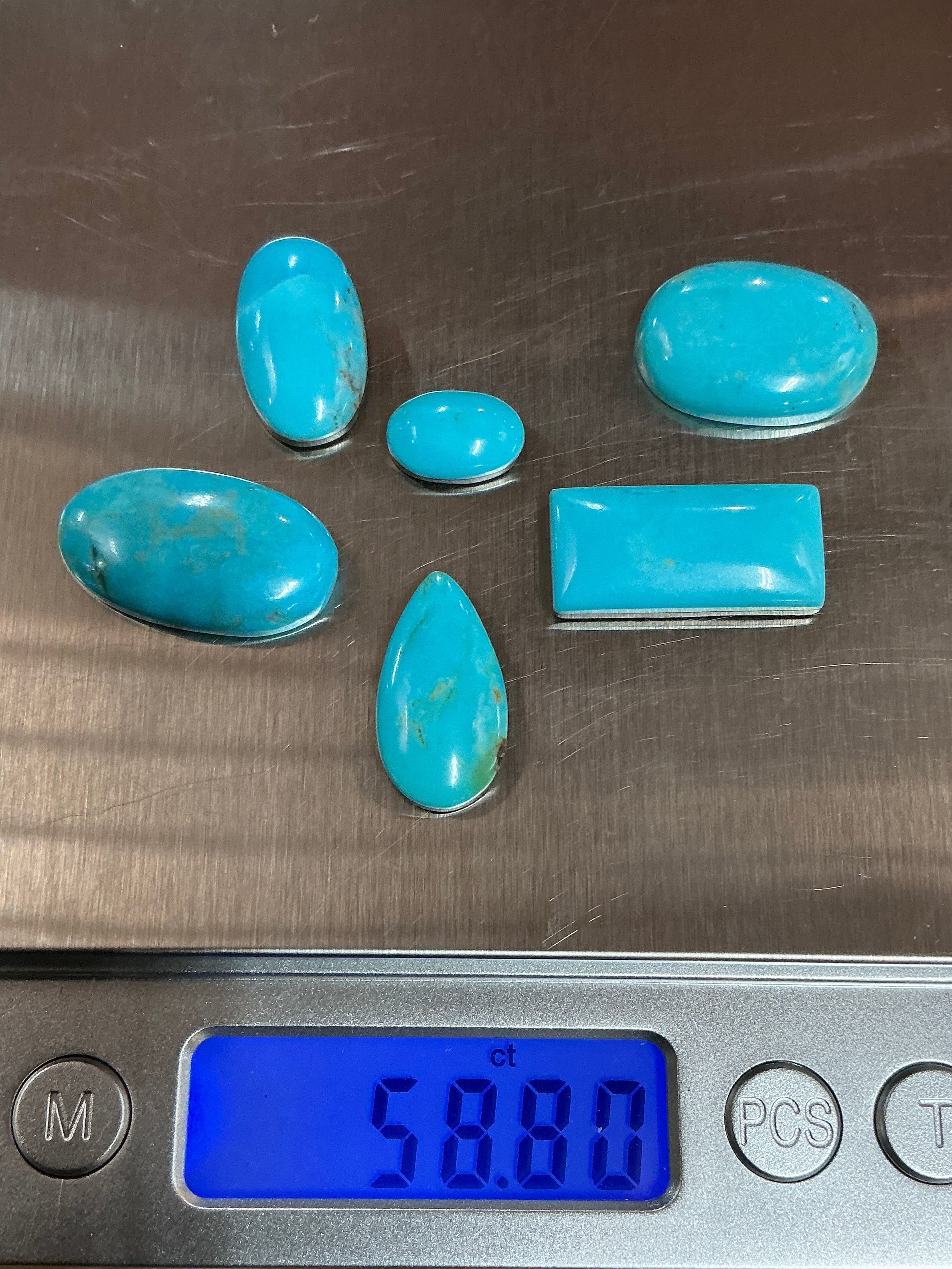 Castle Dome Turquoise Cabochons. ~58 Carats. Lot 2. $52
