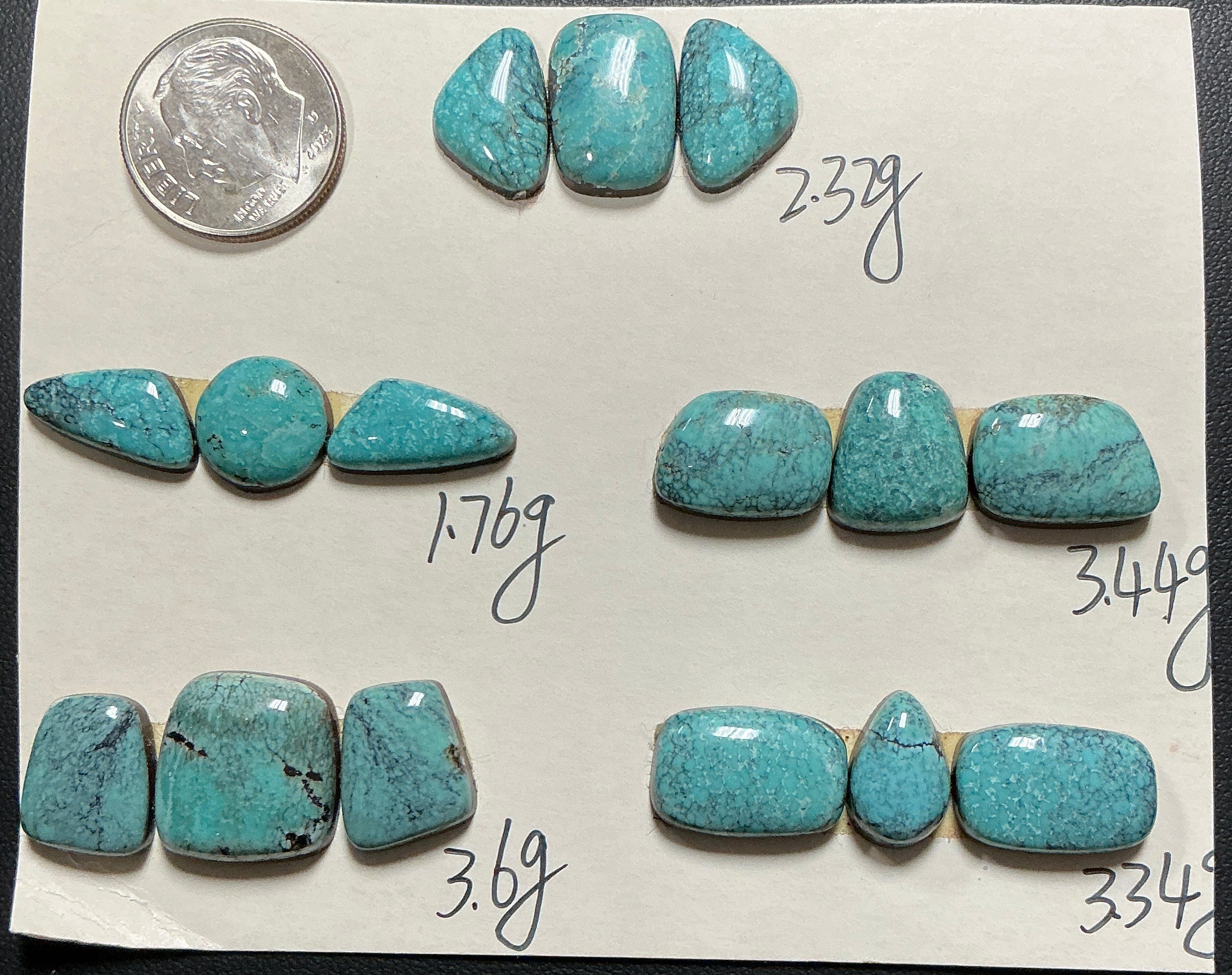 Turquoise Cabochons Card Set. Lot 49. $144.