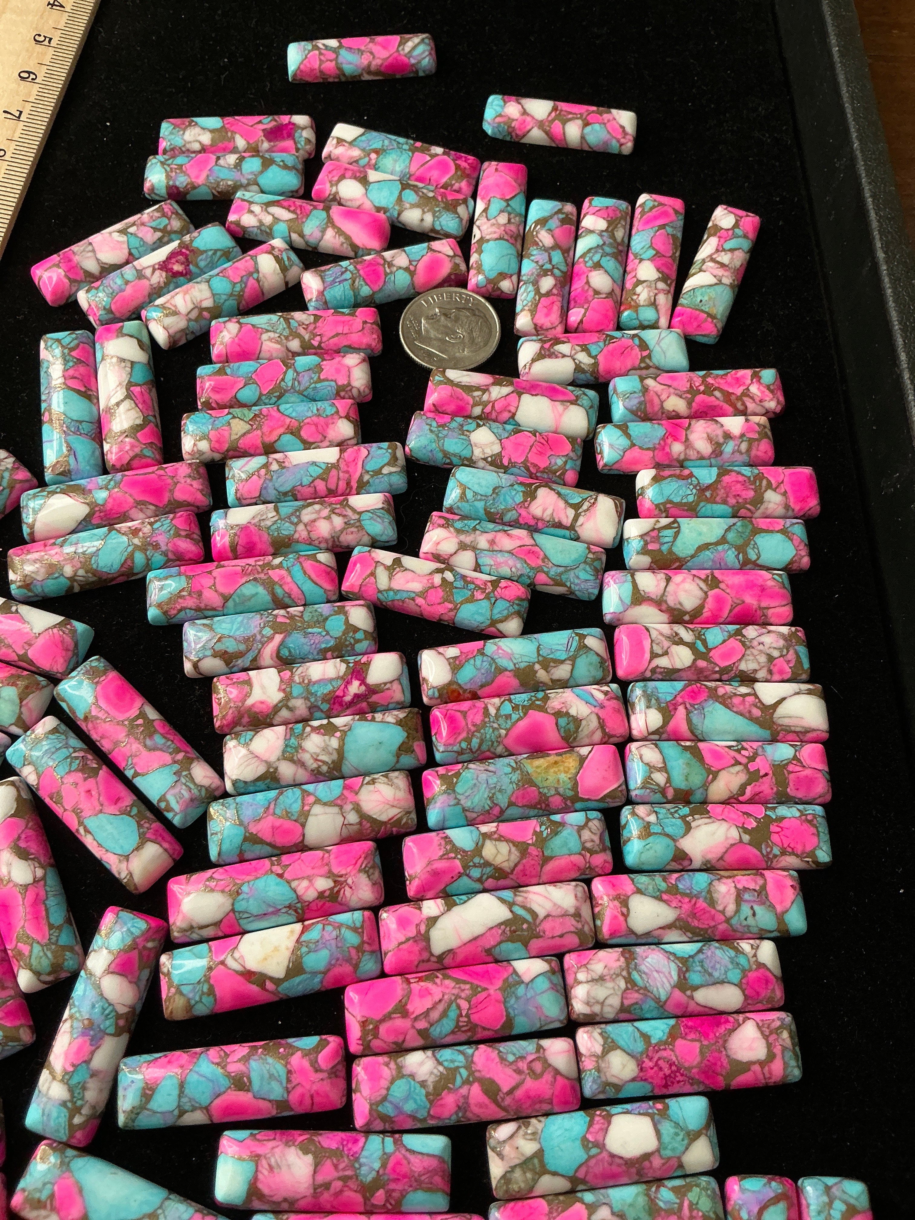Cotton Candy Composite Bar Cabochon. 7x29mm. $18.