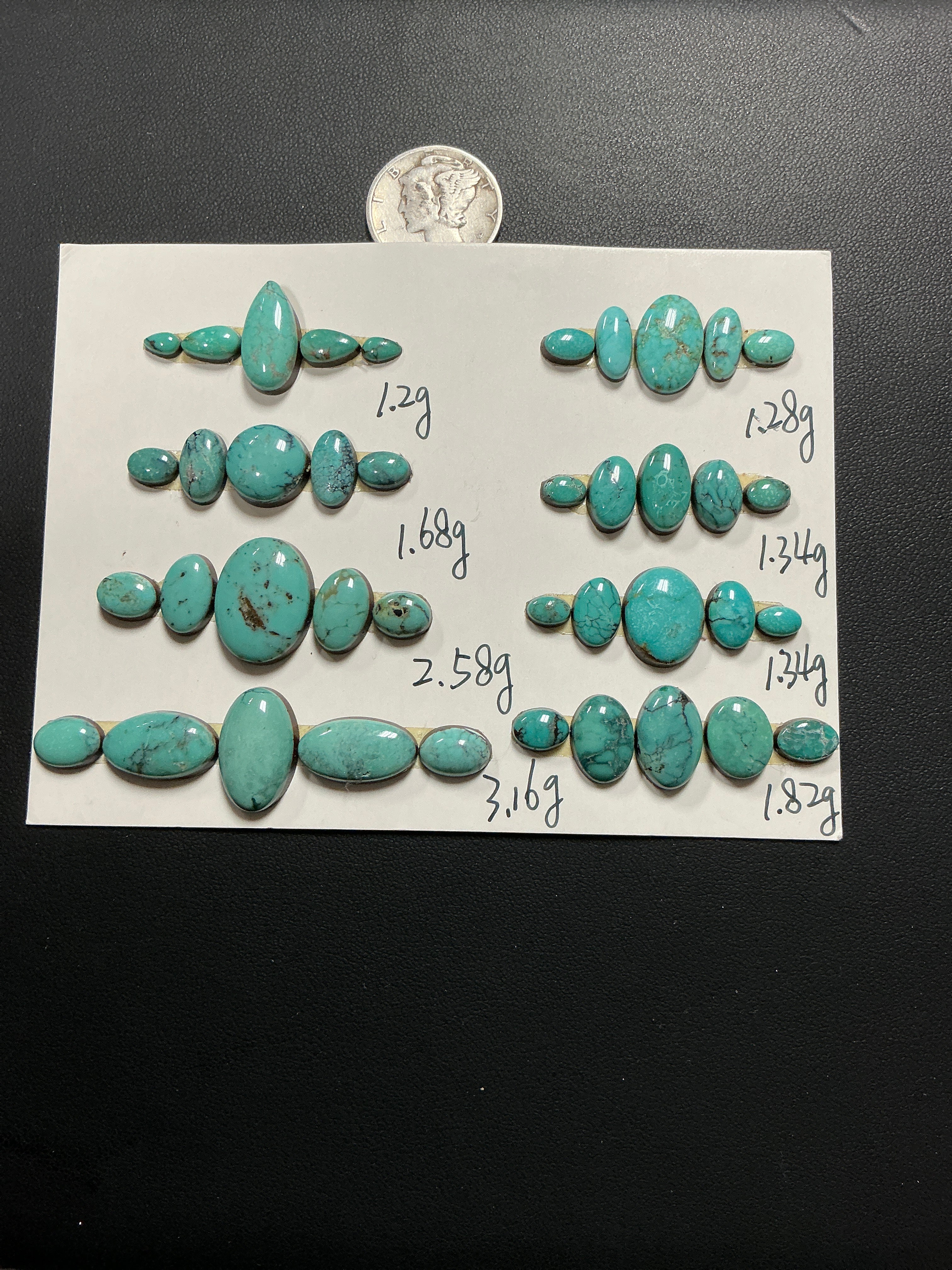 Turquoise Cabochons Card Set. Lot 41. $144.