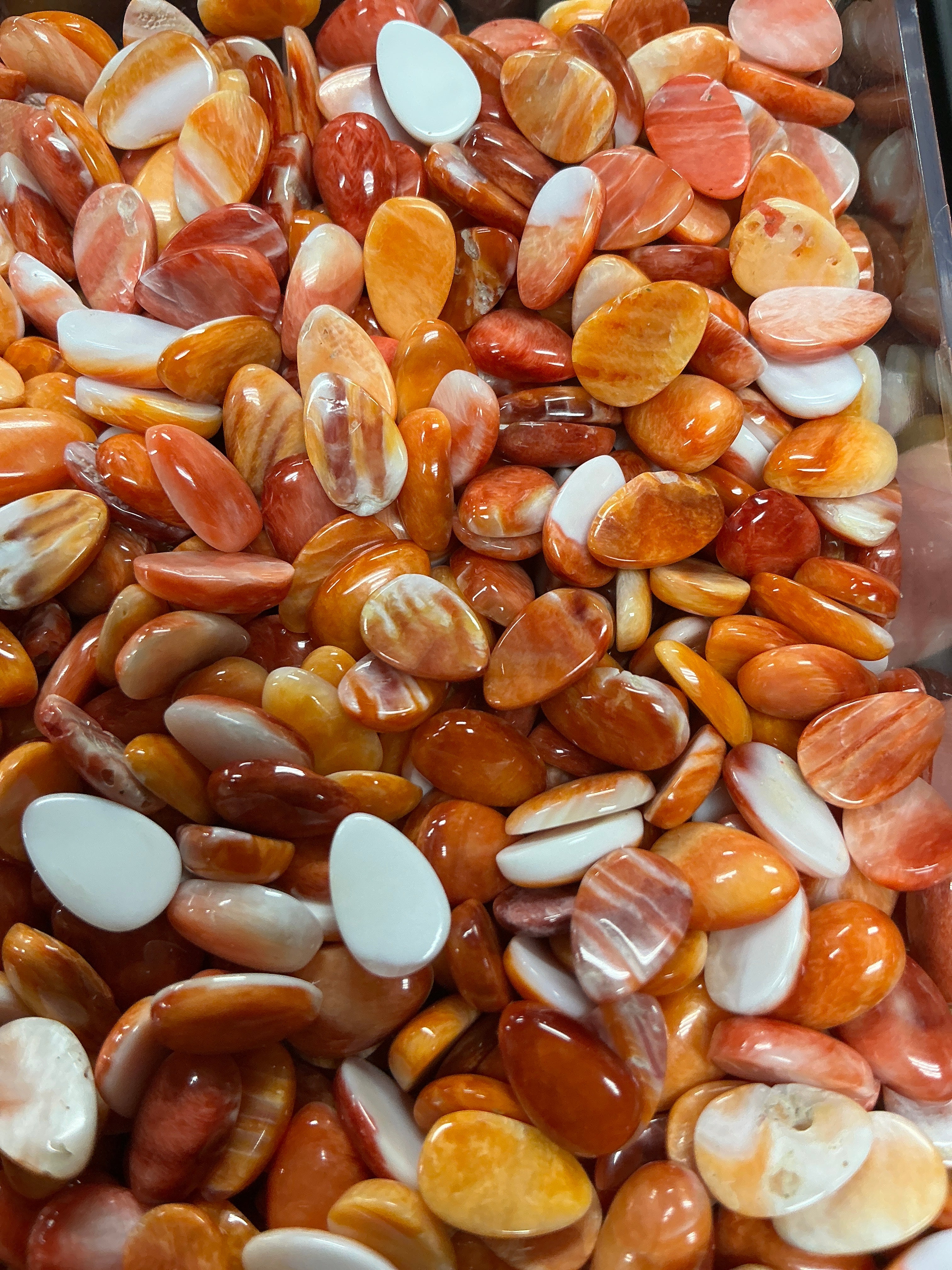 6x9 Pear Shaped Spiny Oyster Cabochons. Lot of 5.$7.50.