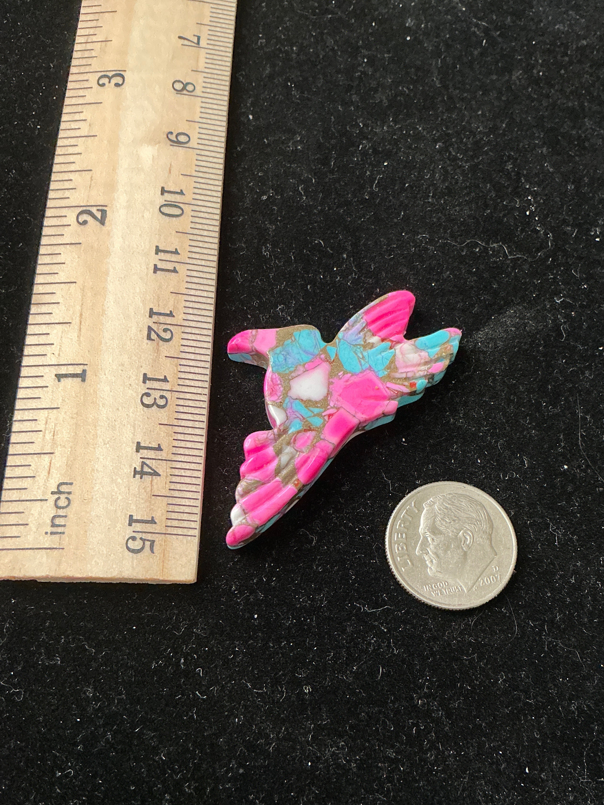 Carved Cotton Candy Composite Hummingbird Cabochon.$18.