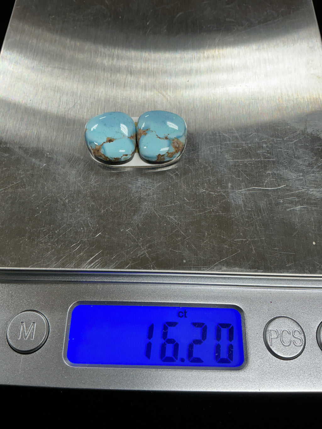 Golden Hills Paired Turquoise Cabochons. Set of 2. Lot 7. ~16cts.  $48.