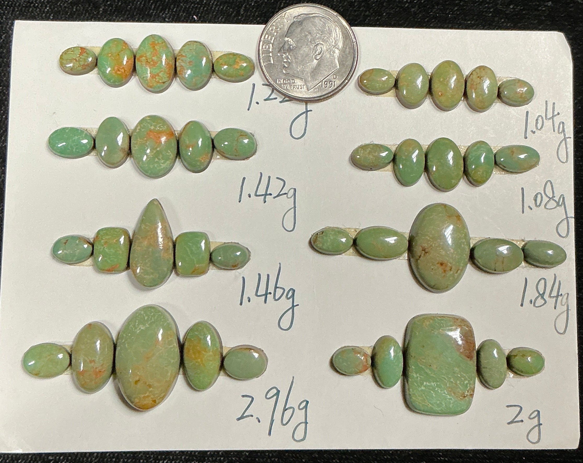 Turquoise Cabochons Card Set. Lot 68.$130.