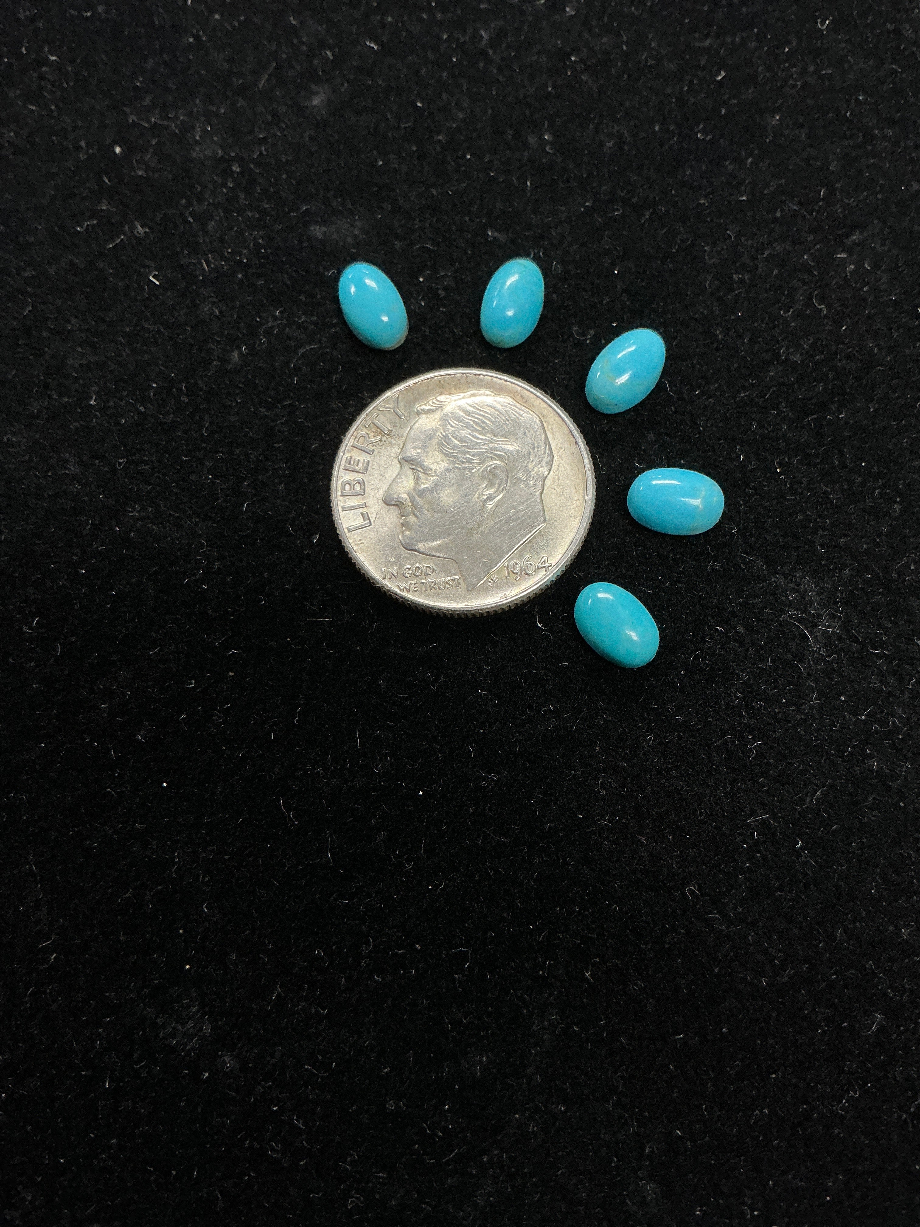 6x8 mm Turquoise Oval Cabochons Lot of 5.