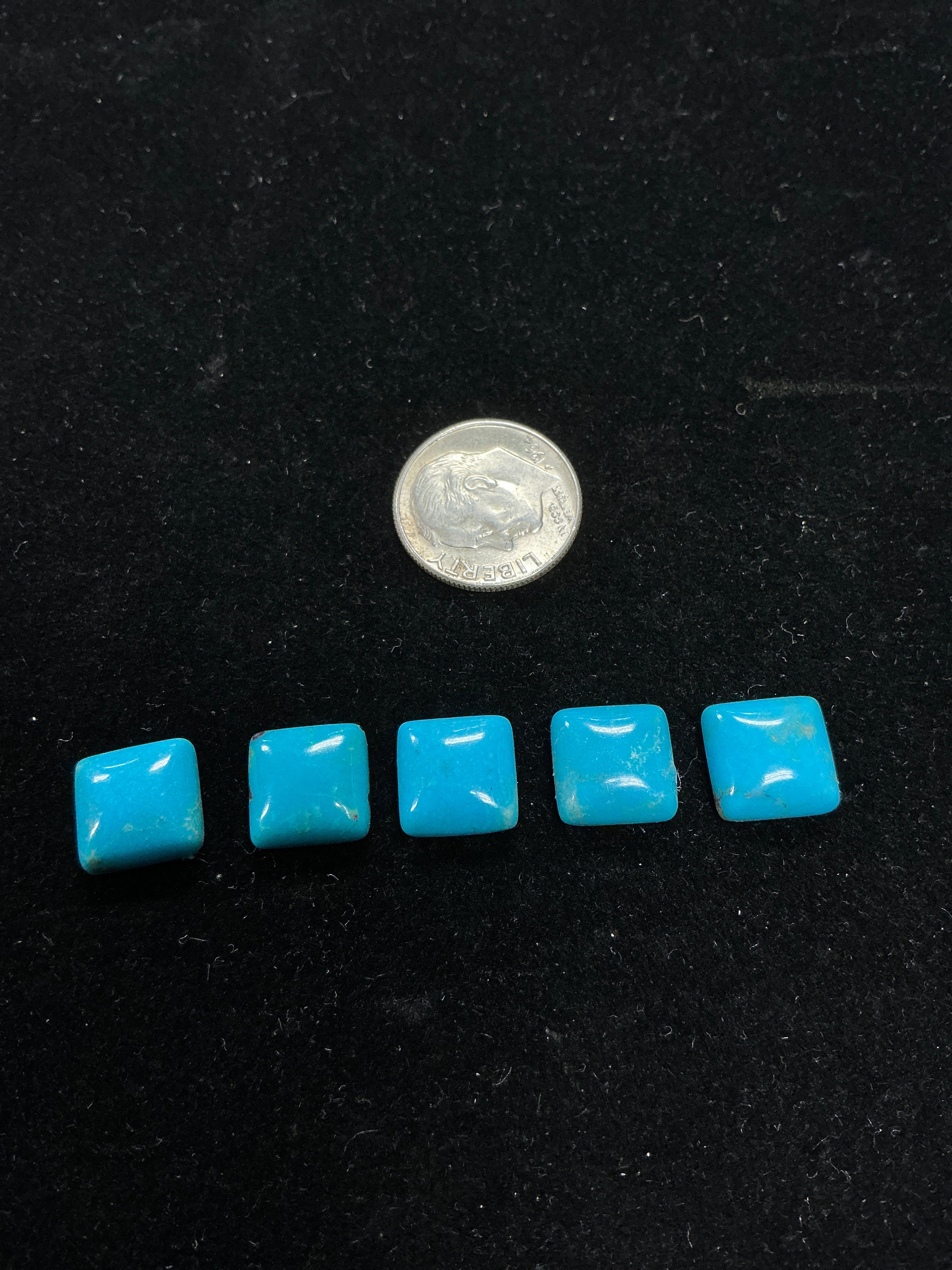10 mm Turquoise Square Cabochons Lot of 5.