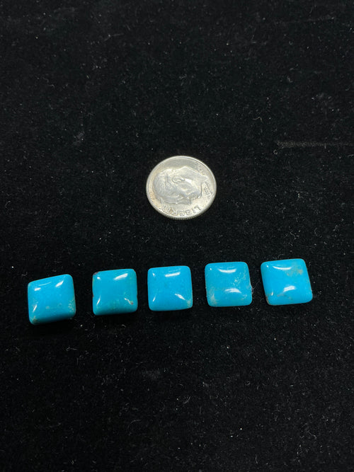 10 mm Turquoise Square Cabochons Lot of 5.