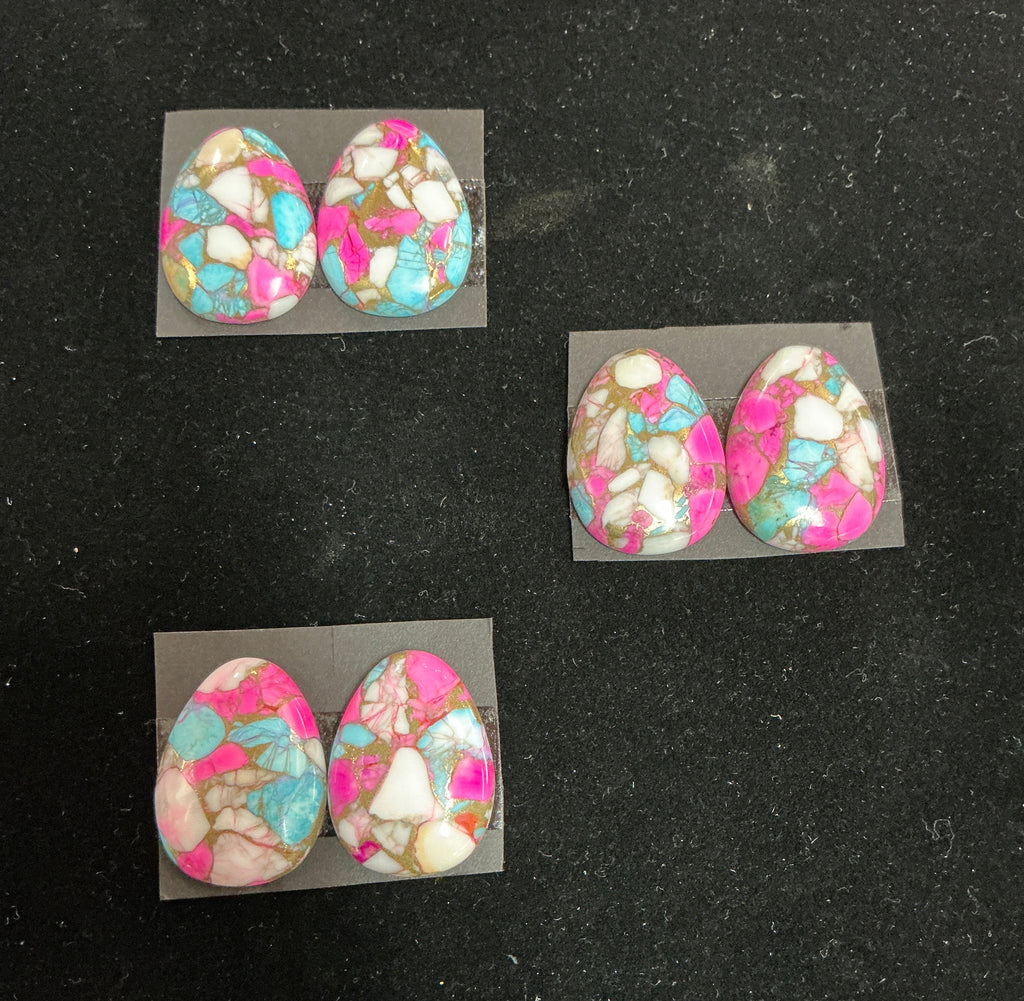 COTTON CANDY BLOCK CABOCHONS. 3 MATCHING SETS. LOT 3. ~85 CARATS. $63