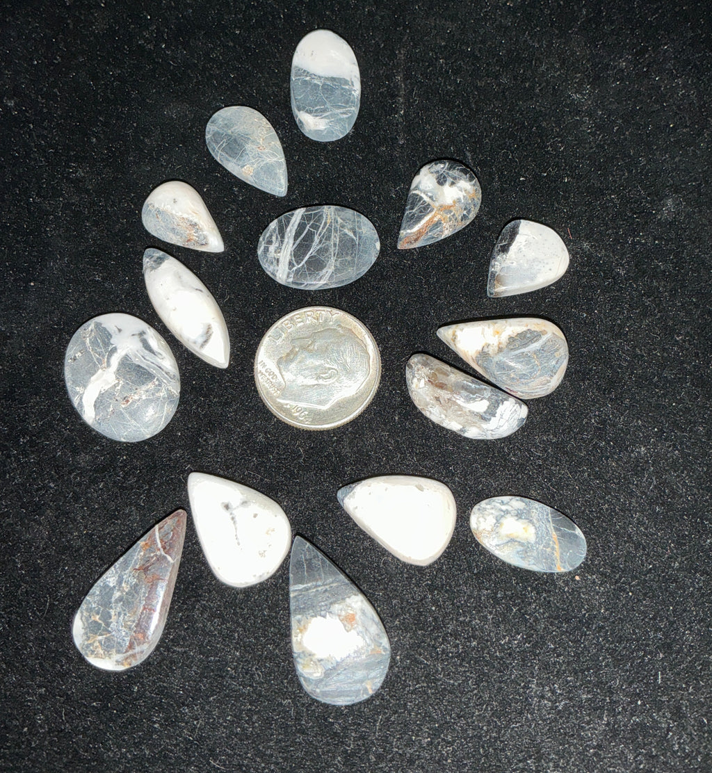 White Buffalo Cabochons Lot. ~92 Carats. $115. Lot 1.