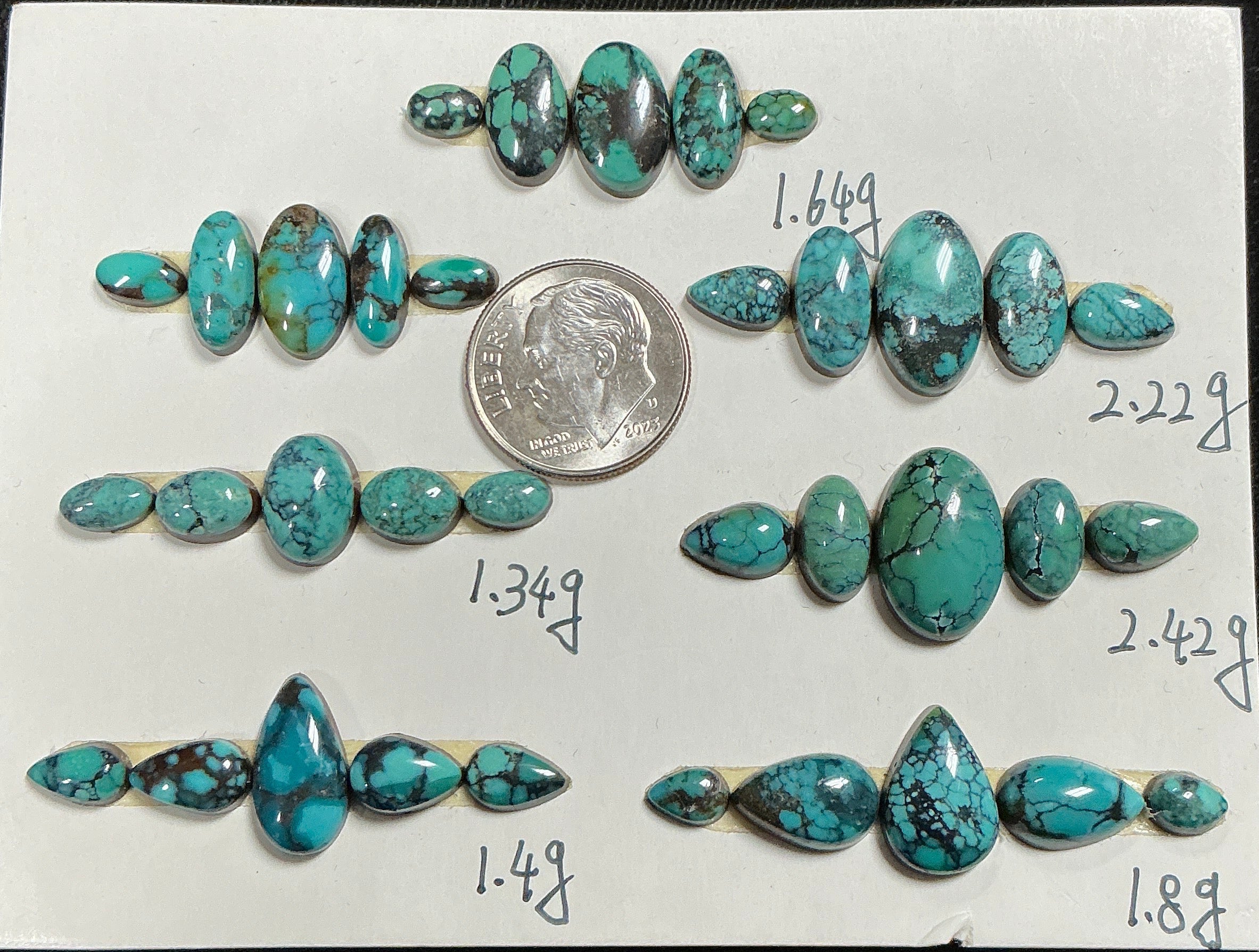 Turquoise Cabochons Card Set. Lot 61. $120.