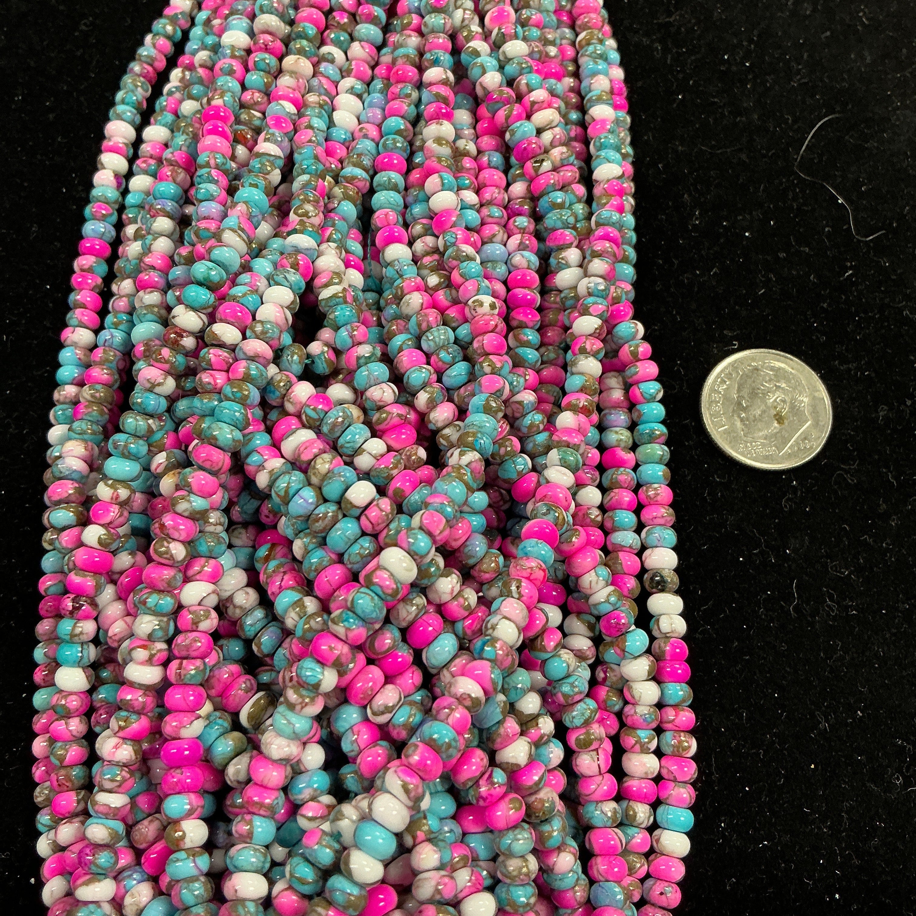 4mm Rondelle Cotton Candy Composite beads 16” Strand.$19.50.
