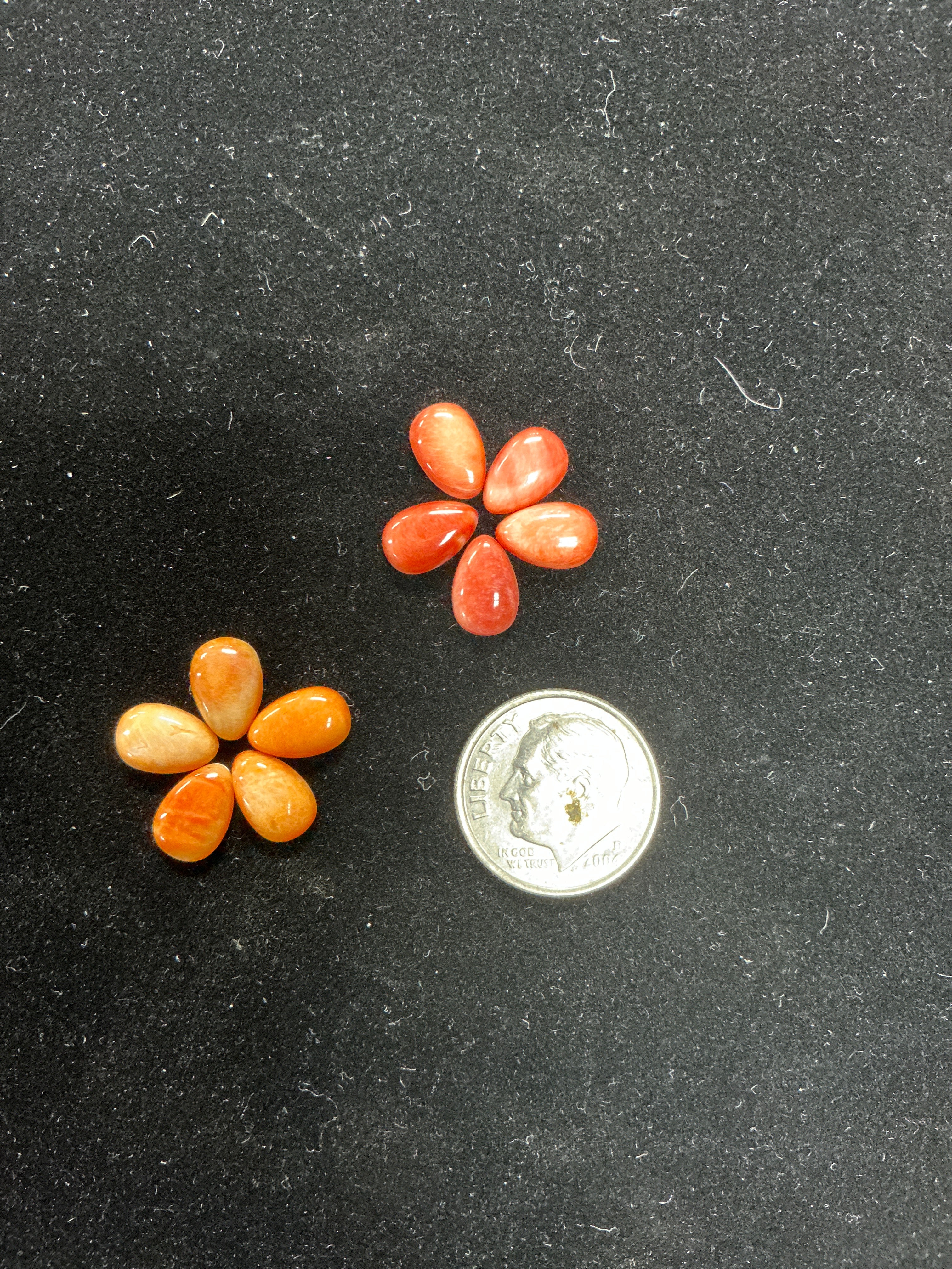 6x9 Pear Shaped Spiny Oyster Cabochons. Lot of 5.$7.50.
