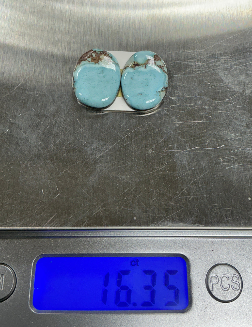Golden Hills Paired Turquoise Cabochons. Set of 2. Lot 6. ~16 cts.  $48.
