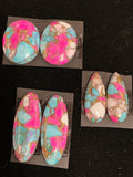 COTTON CANDY BLOCK CABOCHONS. 3 MATCHING SETS. LOT 4. ~75 CARATS. $56