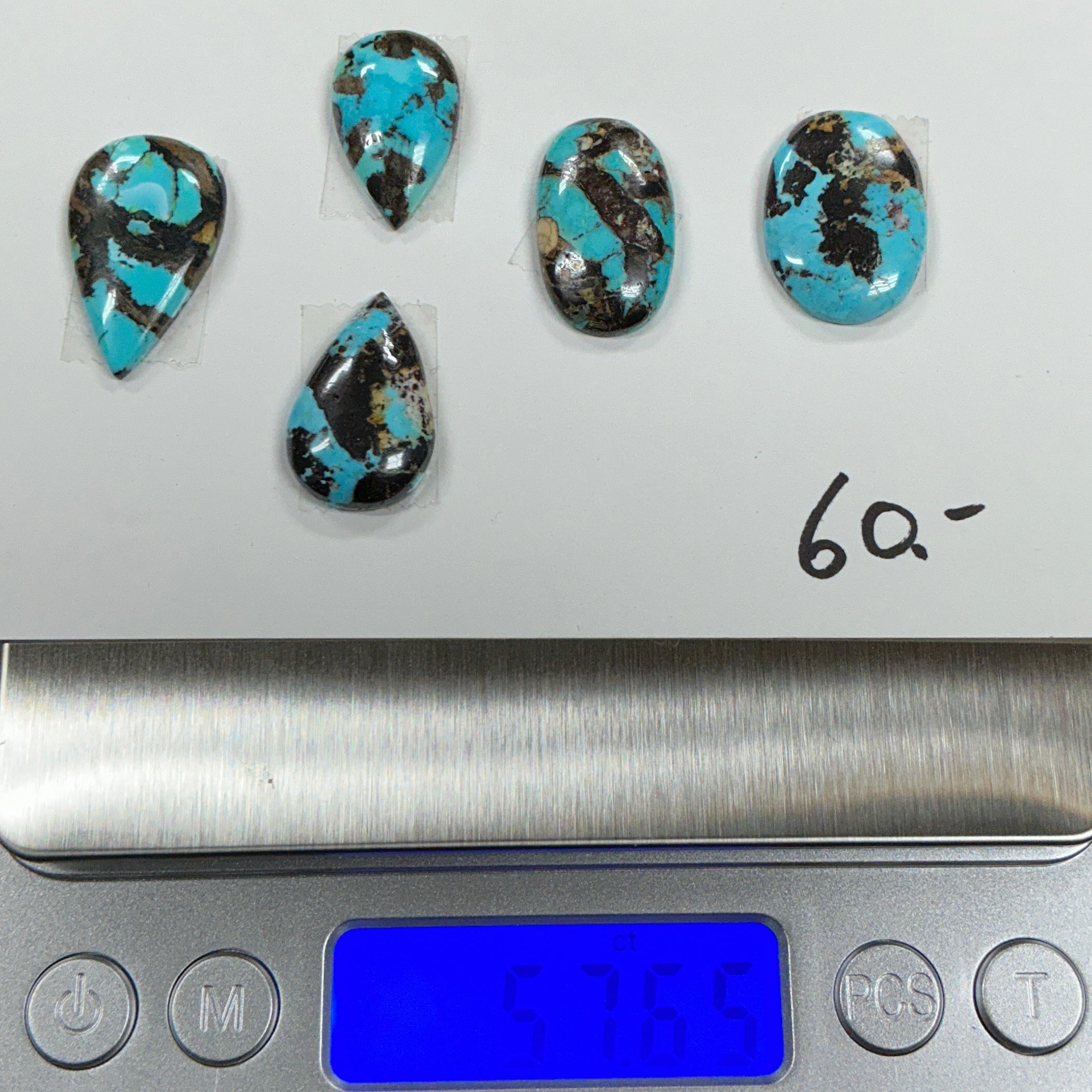 Turquoise Cabochon Card. ~57 Carats. $60.