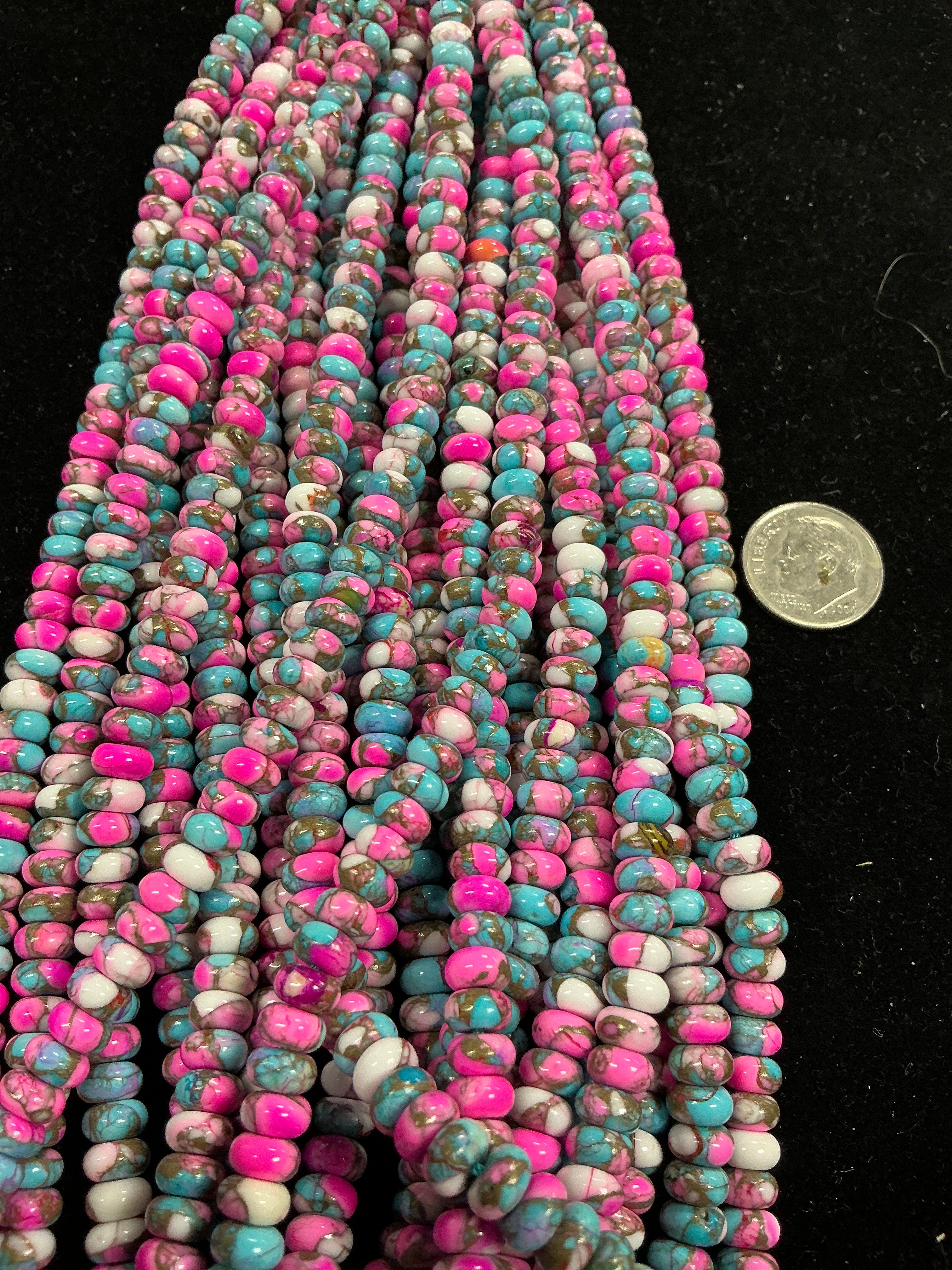 6mm Rondelle Cotton Candy Composite beads 16” Strand.$33.