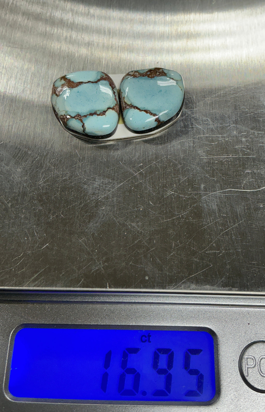 Golden Hills Paired Turquoise Cabochons. Set of 2. Lot 10. ~17 cts.  $51.