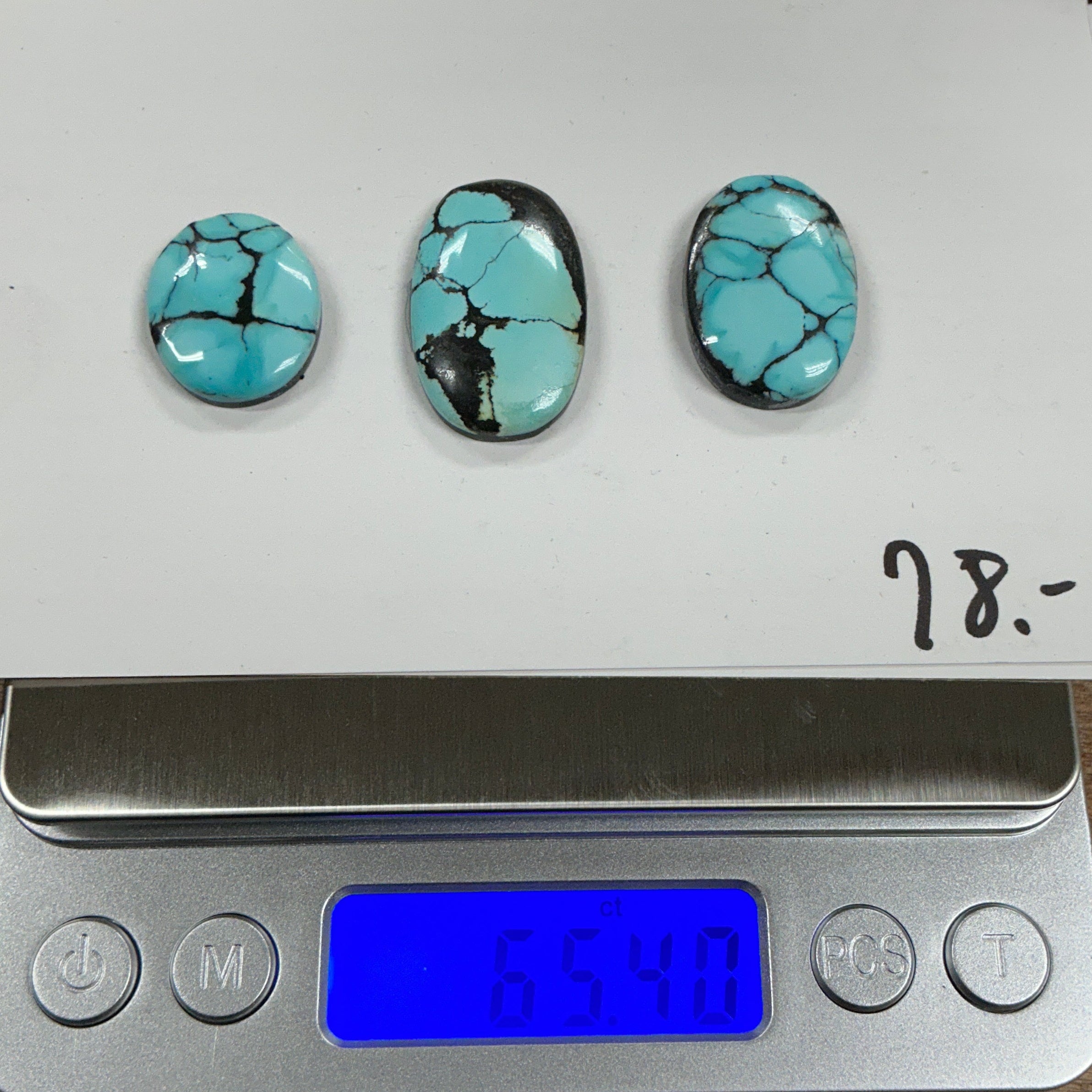 Turquoise Cabochon Card. ~65 Carats. $78.