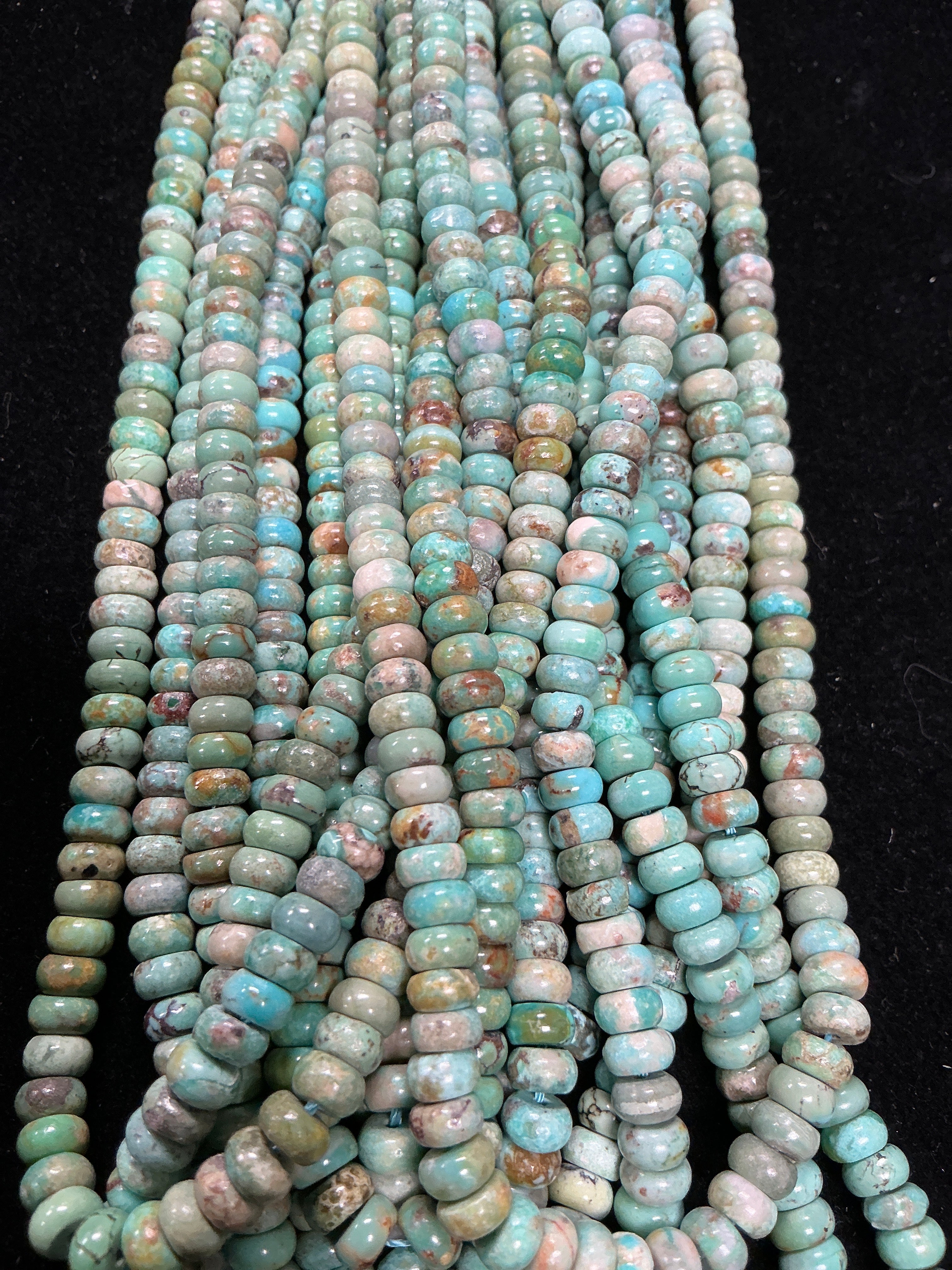 16” Green Turquoise Rondelle Bead Strand. $35.