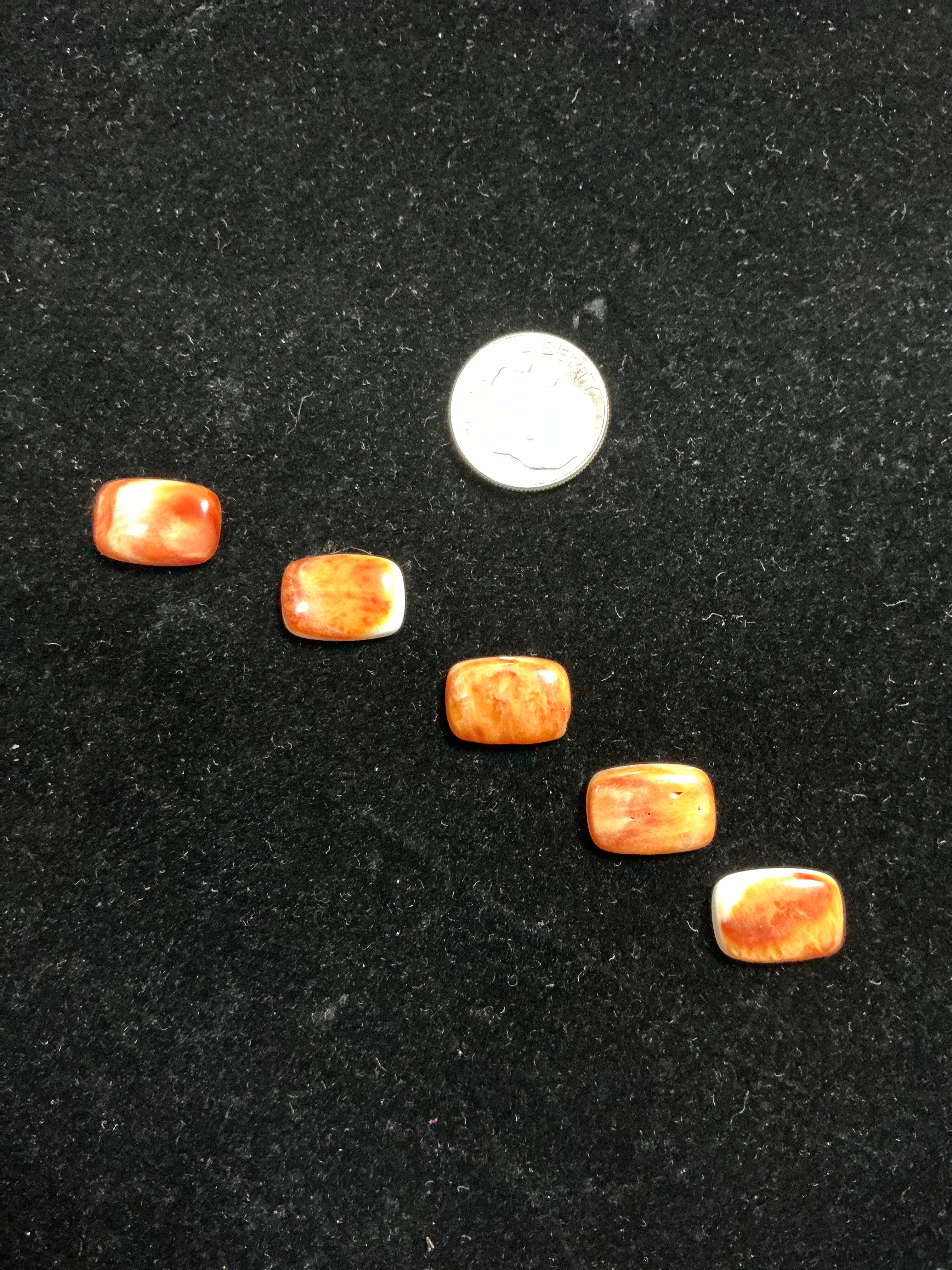 10x14mm Orange Spiny Cushion Cabochons Lot of 5.