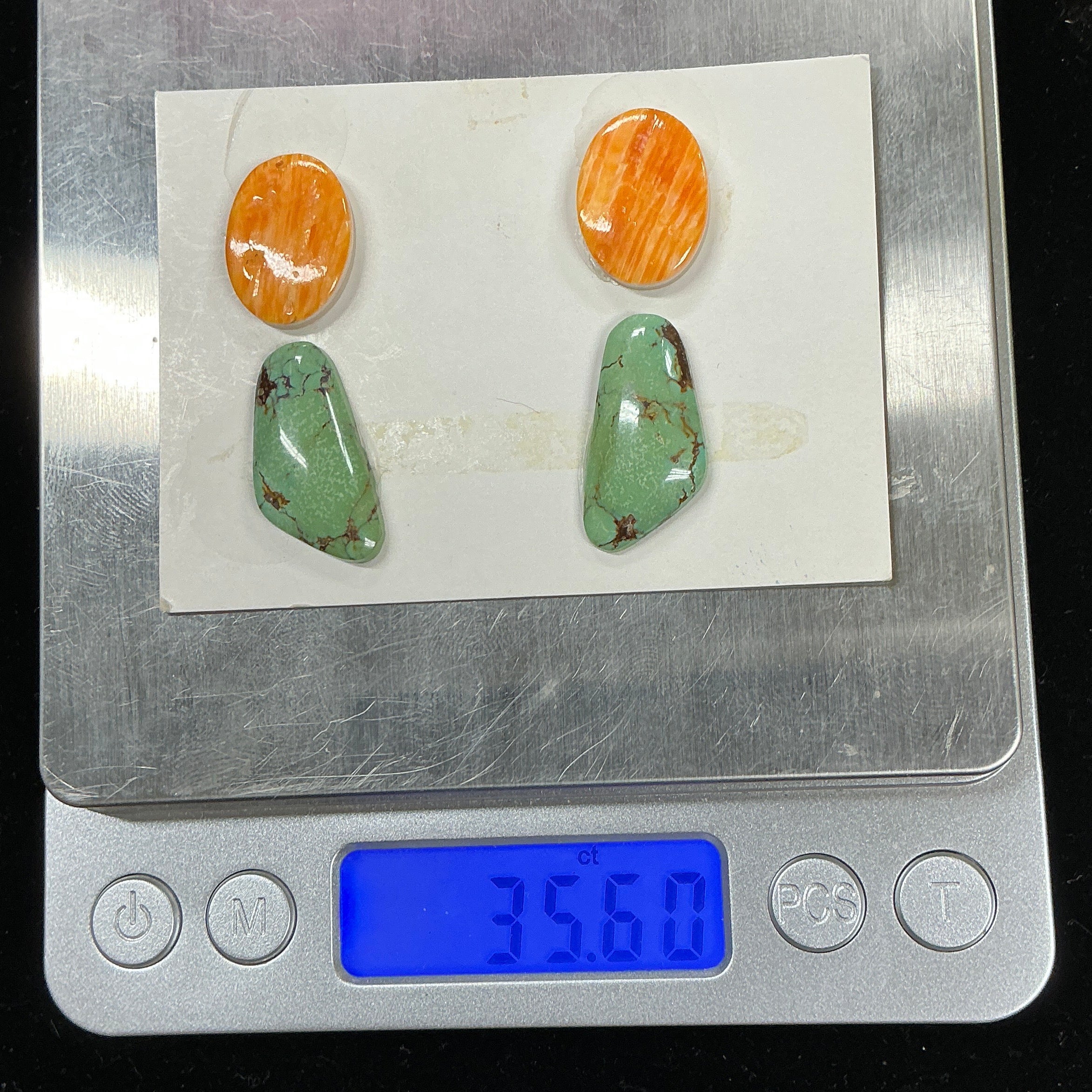 Turquoise and Spiny Oyster Cabochon Card Set. Lot 36 $53