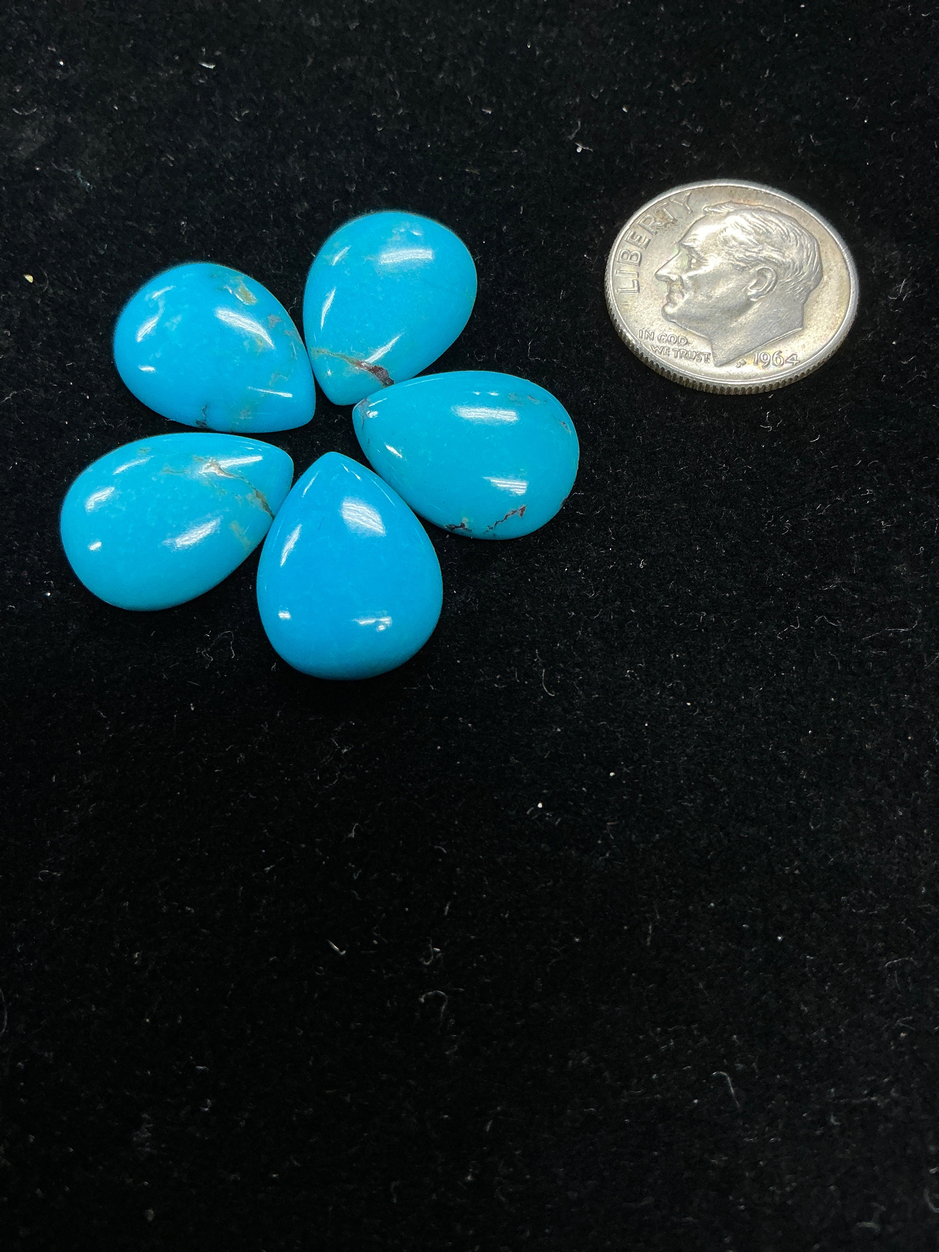 12x16mm Pear Turquoise Cabochons Lot of 5. $40.