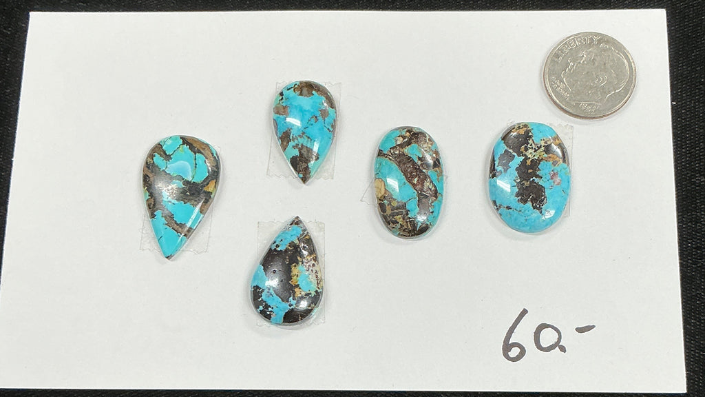 Turquoise Cabochon Card. ~57 Carats. $60.