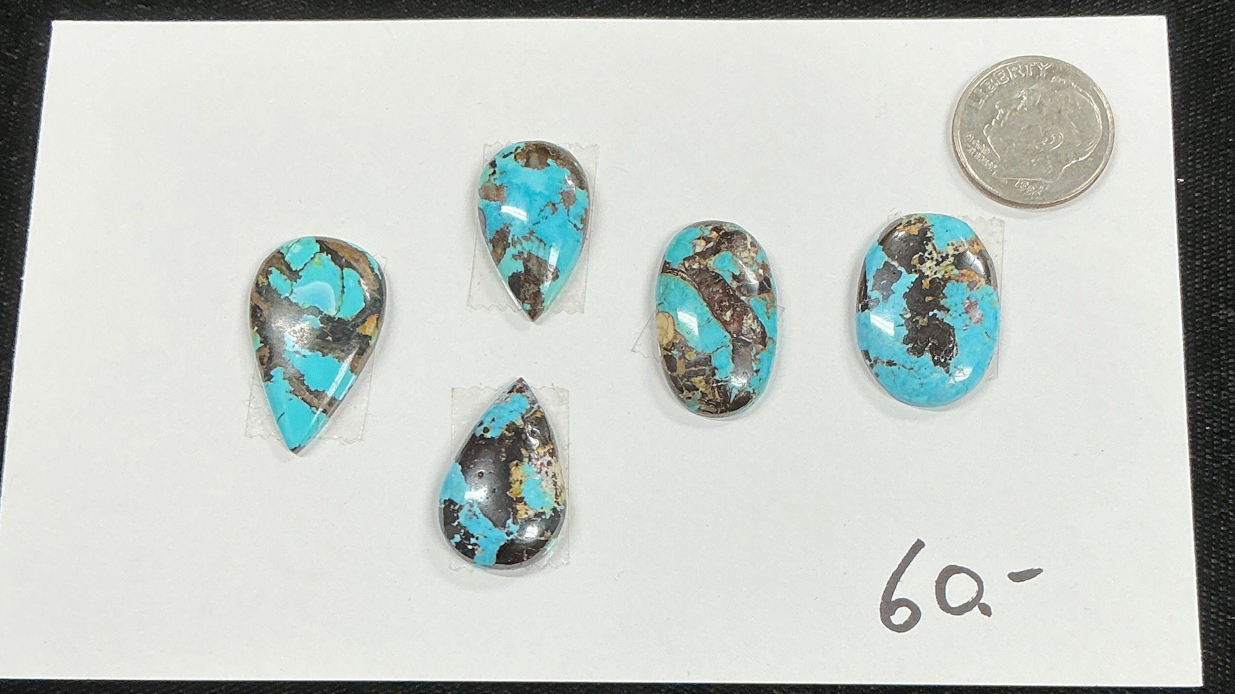 Turquoise Cabochon Card. ~57 Carats. $60.