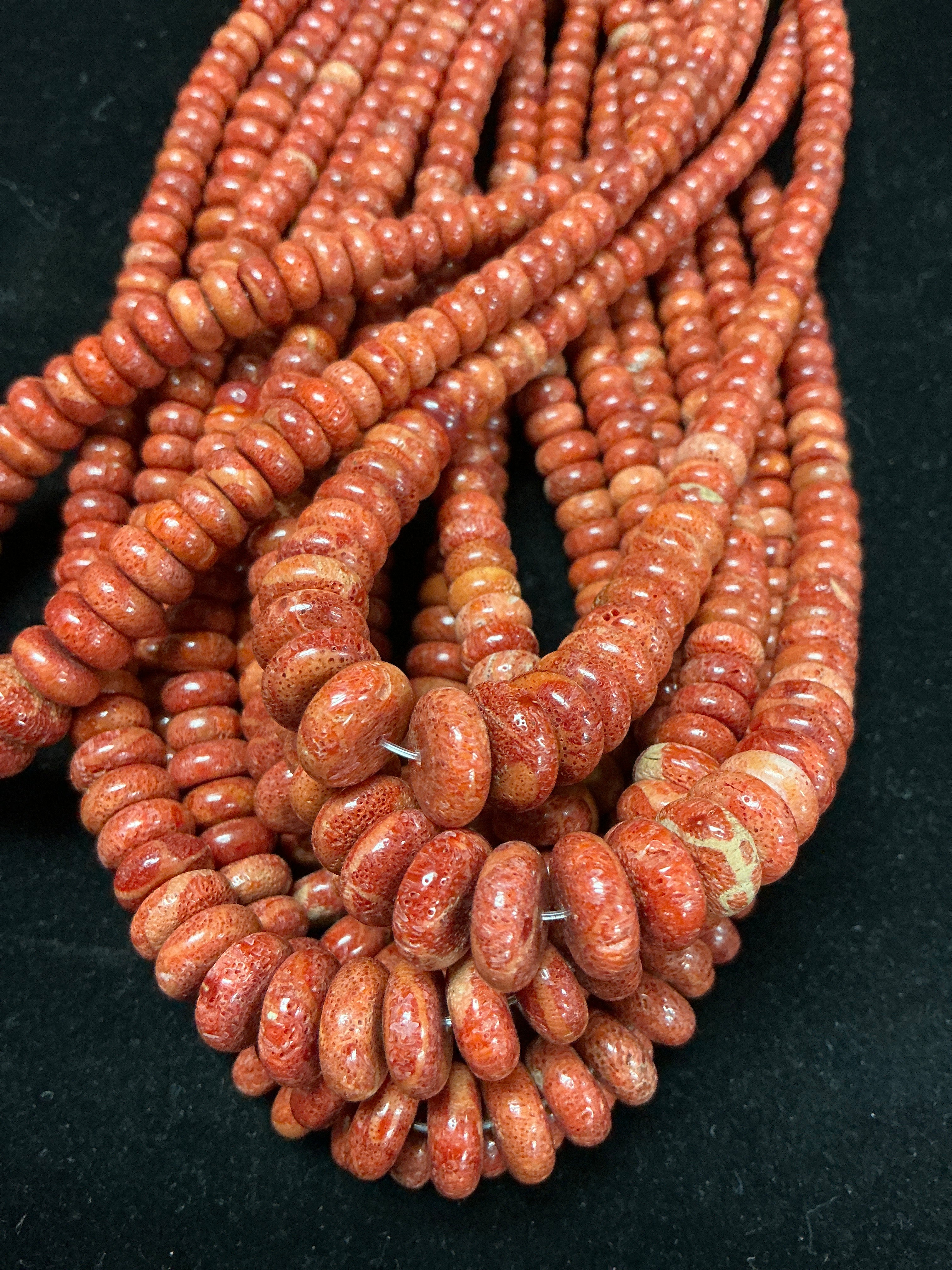 16” Sponge Coral Rondelle Bead Strand. $59.