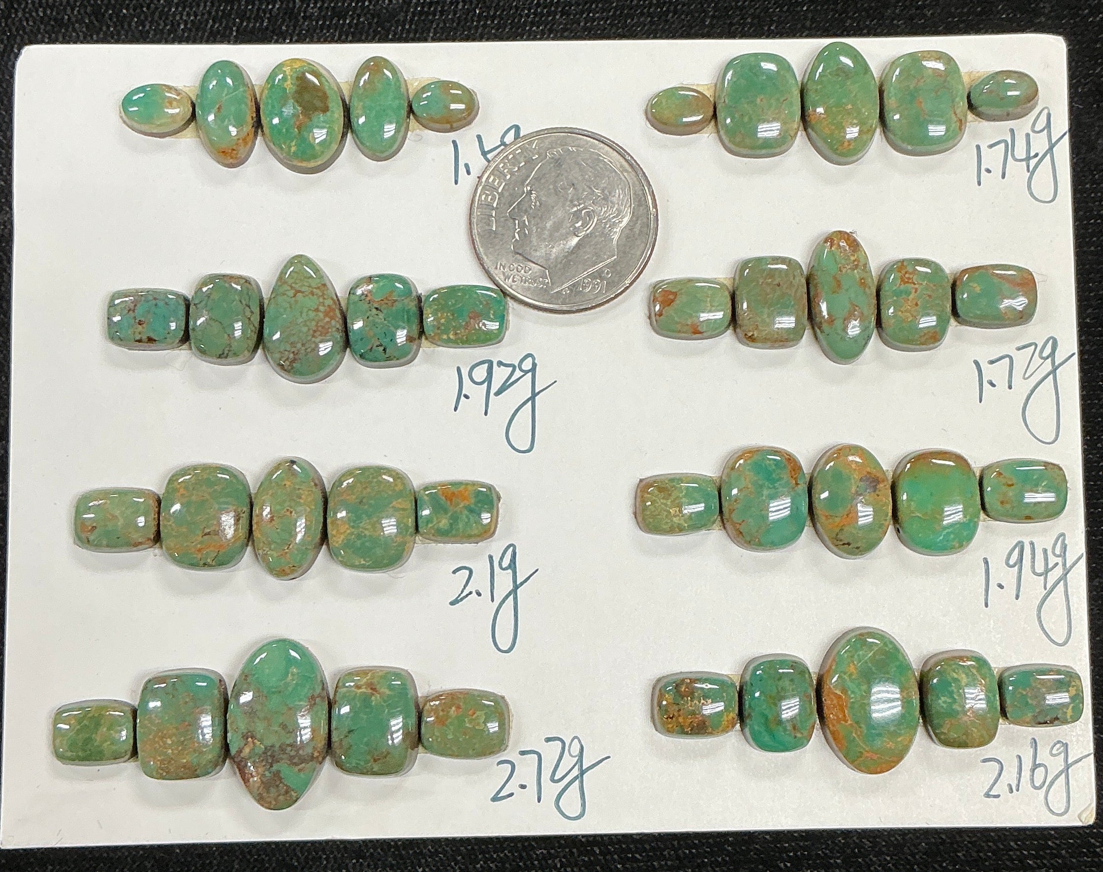 Turquoise Cabochons Card Set. Lot 69. $158