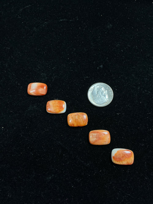 10x14mm Orange Spiny Cushion Cabochons Lot of 5.
