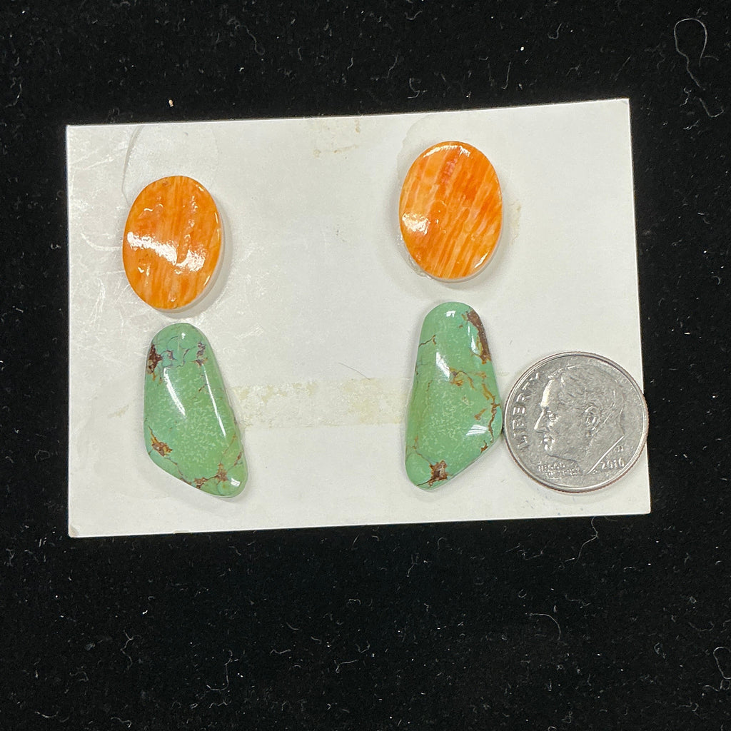 Turquoise and Spiny Oyster Cabochon Card Set. Lot 36 $53