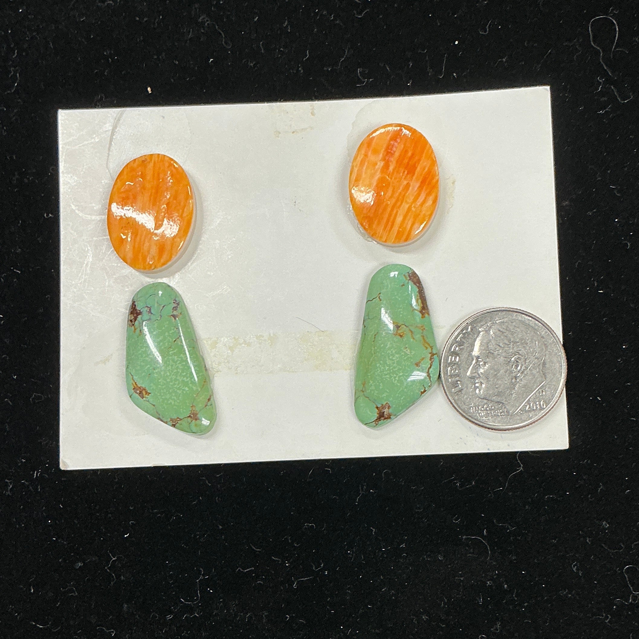 Turquoise and Spiny Oyster Cabochon Card Set. Lot 36 $53