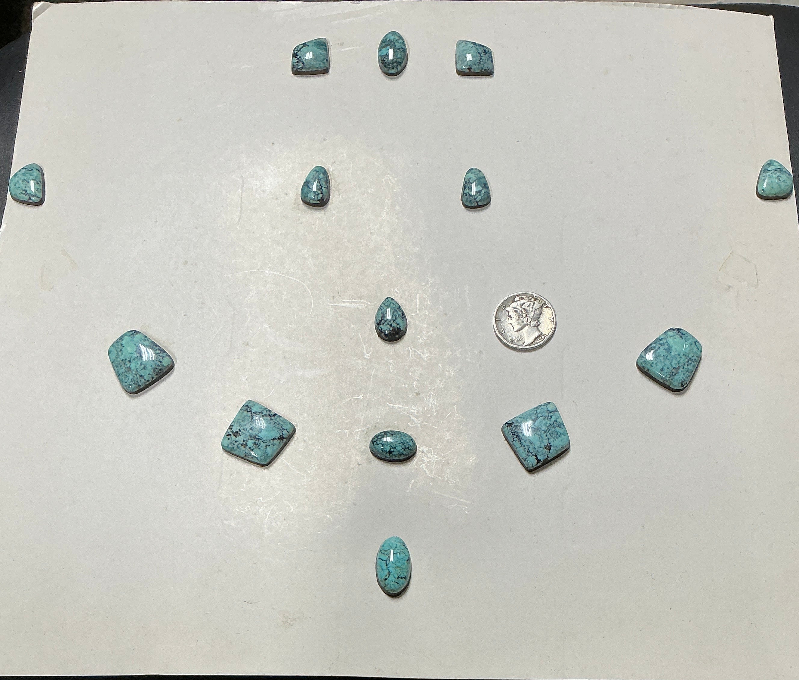 Turquoise Cabochons Card Set. Lot 17.$208.