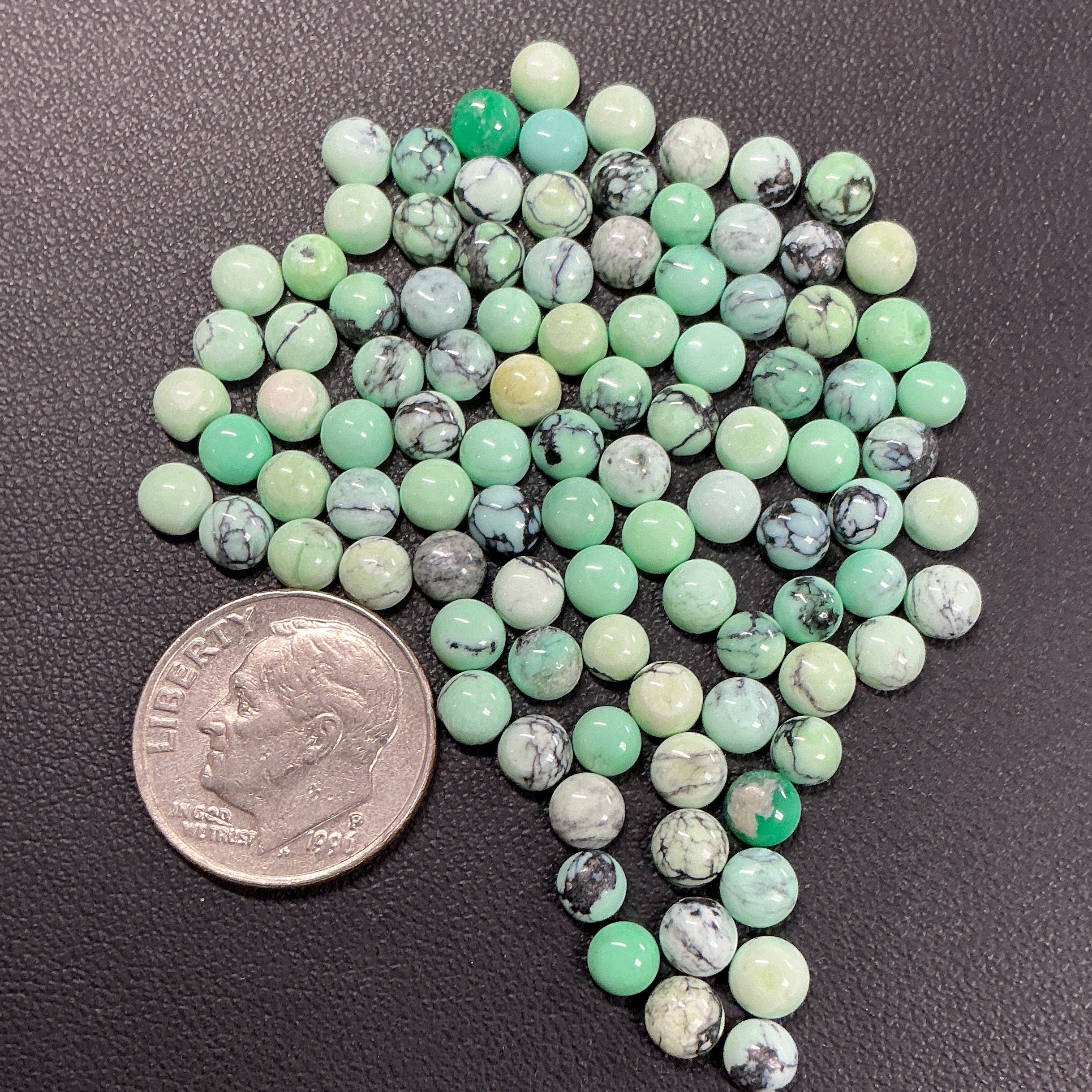 4 mm Variscite Cabochons. Lot of 100. $100.