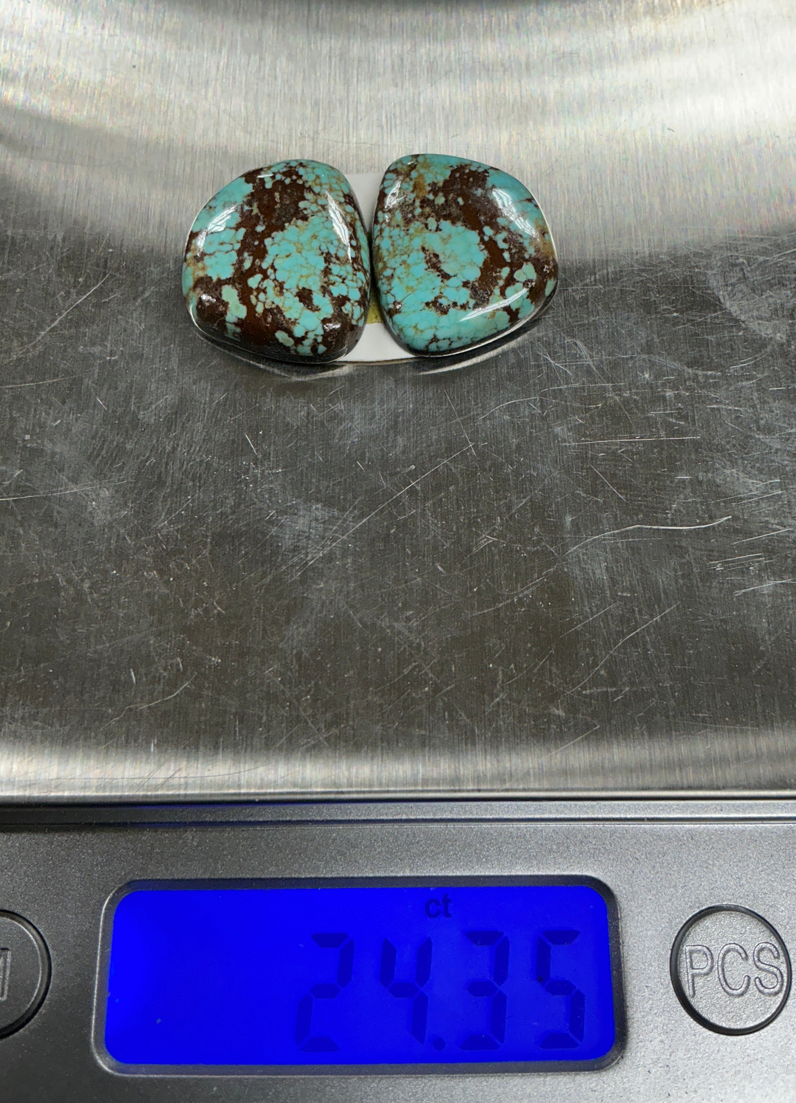 Fine #8 Paired Turquoise Cabochons. Set of 2. Lot 2.~24cts.  $72.