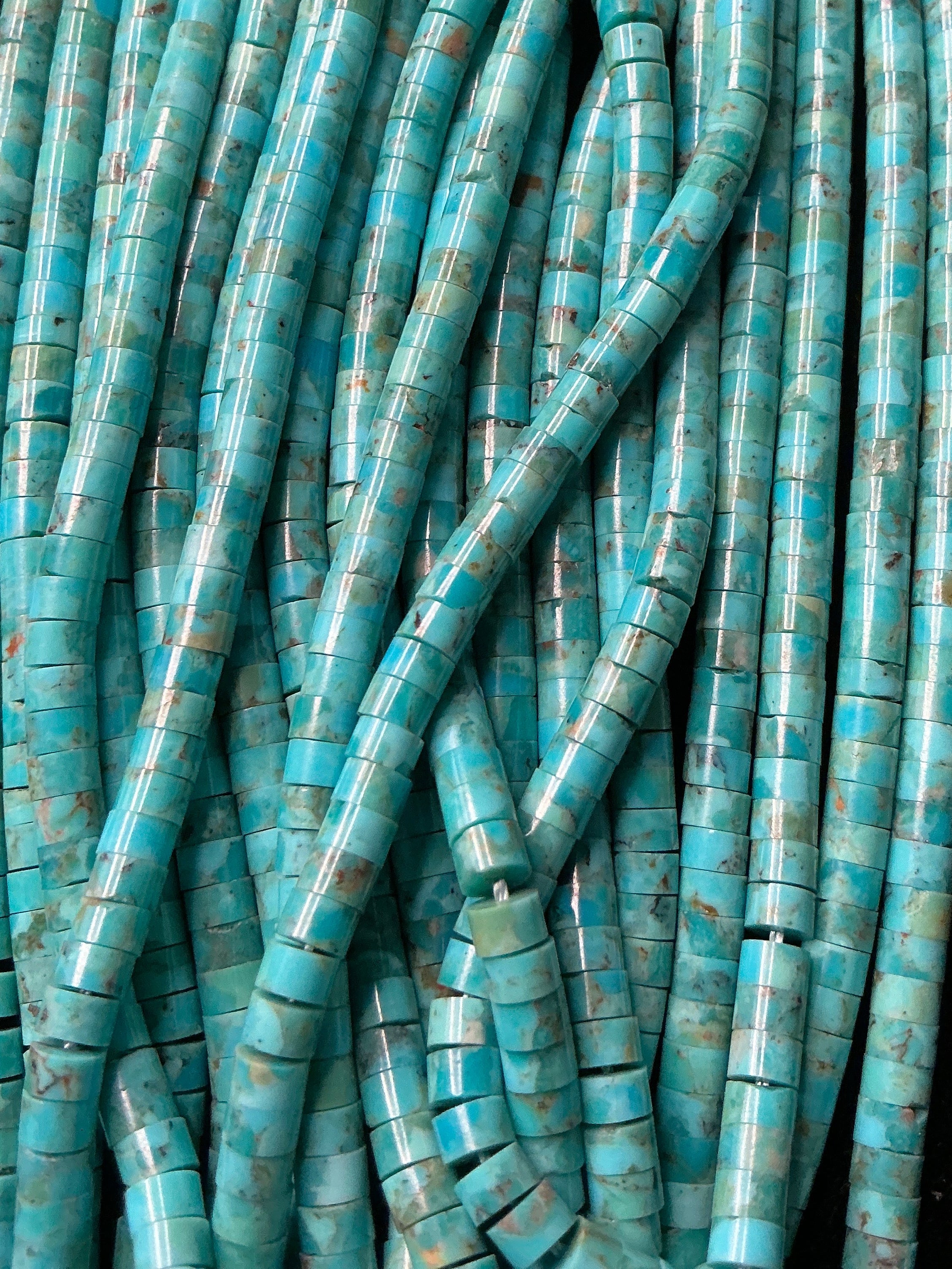 16” Strand of Turquoise Heishi Beads. 4mm. $30.