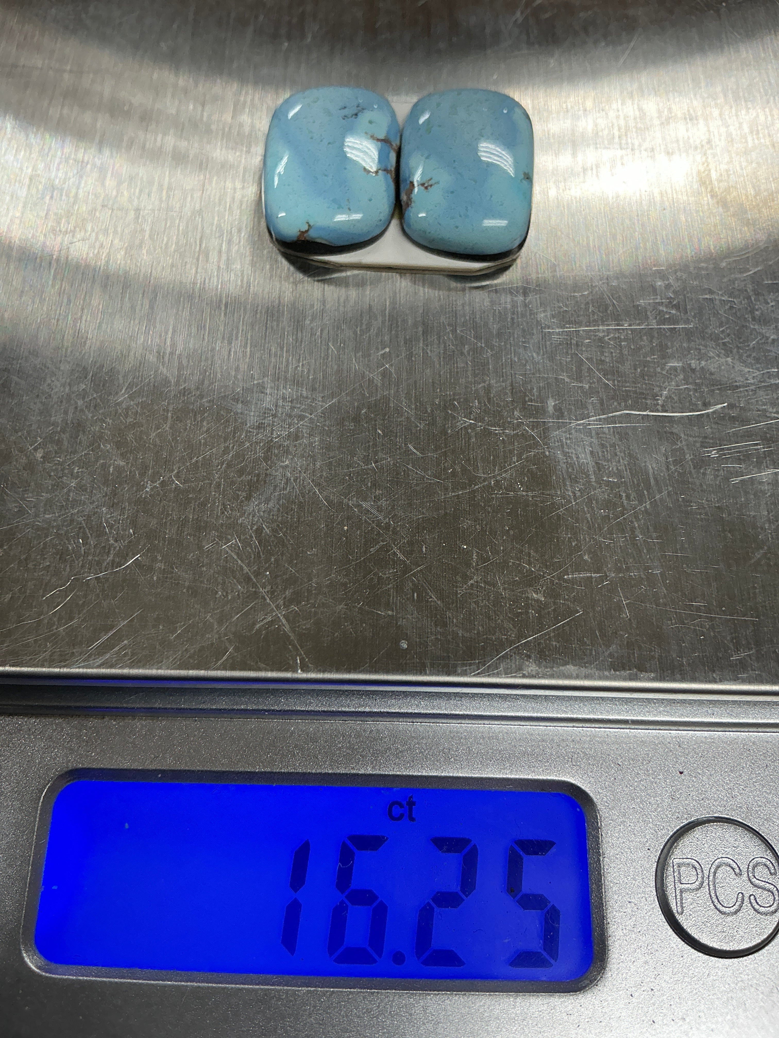 Golden Hills Paired Turquoise Cabochons. Set of 2. Lot 4. ~16cts.  $48.