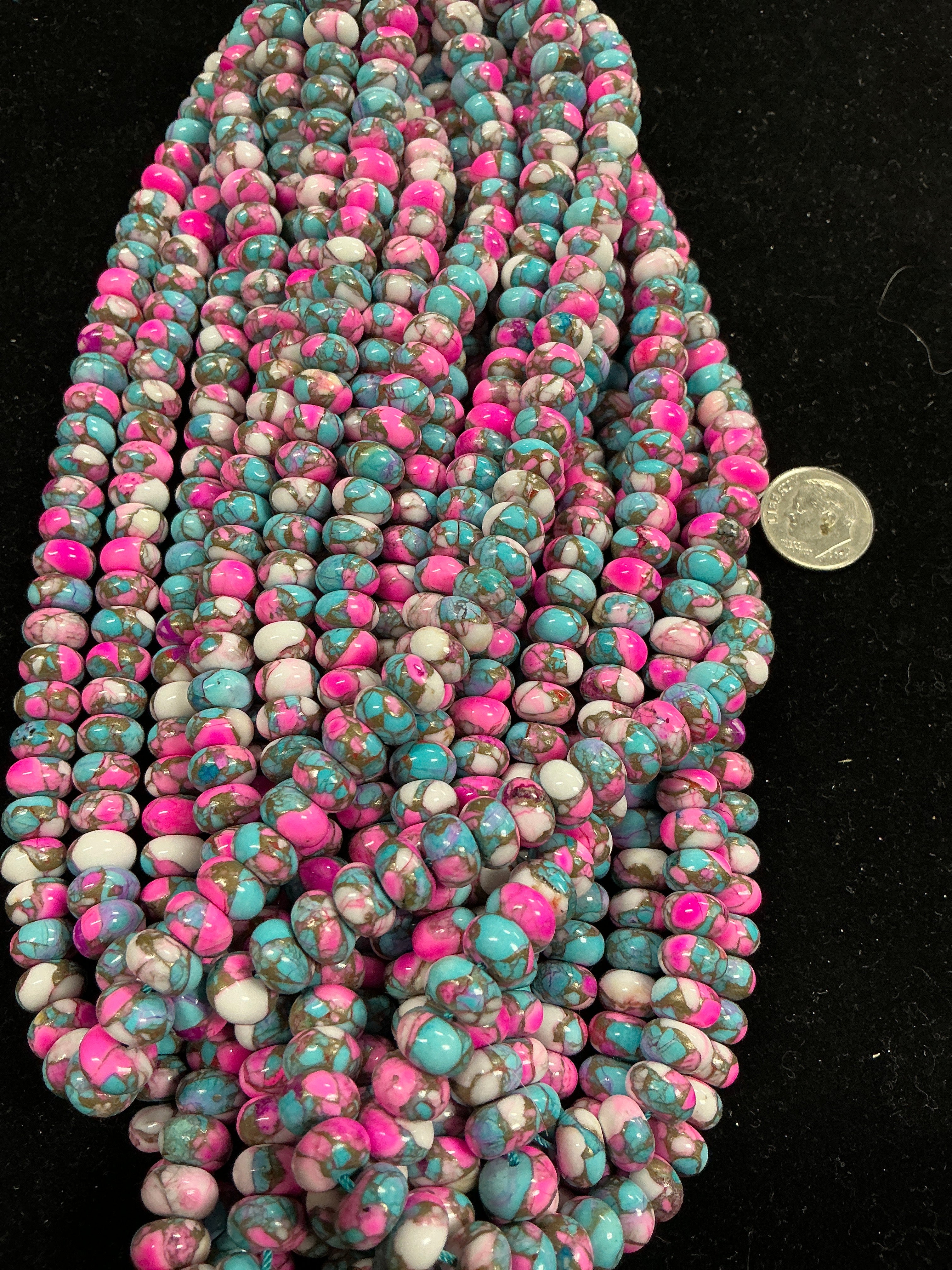 8mm Rondelle Cotton Candy Composite beads 16” Strand. $51.