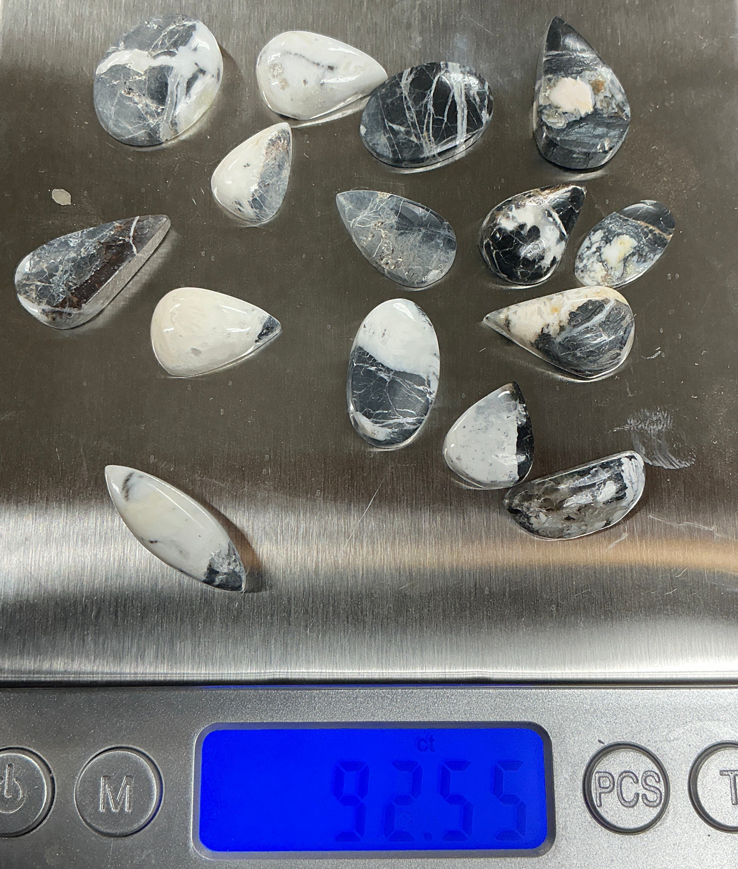 White Buffalo Cabochons Lot. ~92 Carats. $115. Lot 1.