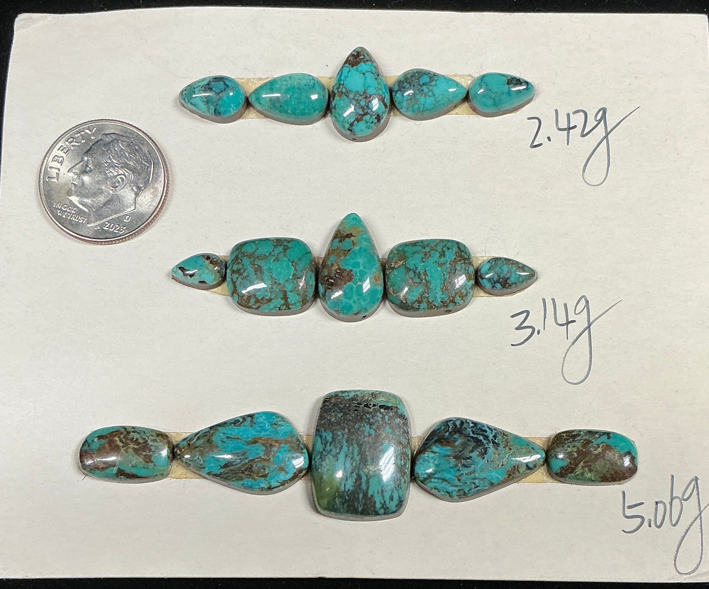 Turquoise Cabochons Card Set. Lot 59.$106.