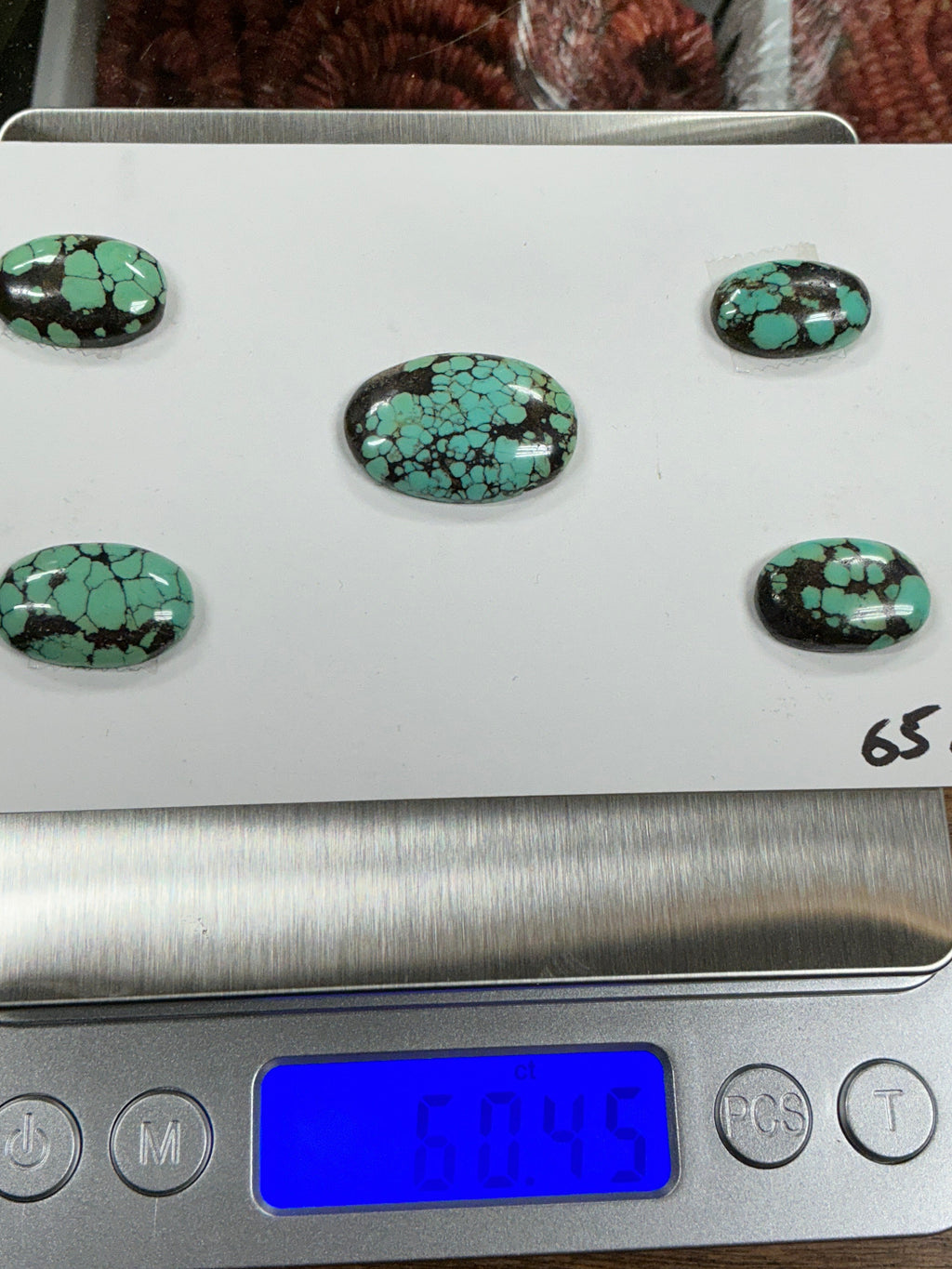 Turquoise Cabochon Card. ~60 Carats. $65.