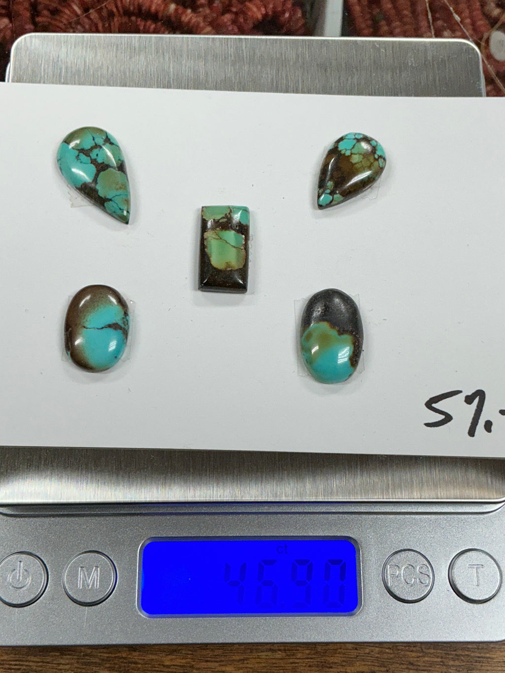 Turquoise Cabochon Card. ~46 Carats. $57.