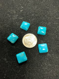 10 mm Turquoise Square Cabochons Lot of 5.