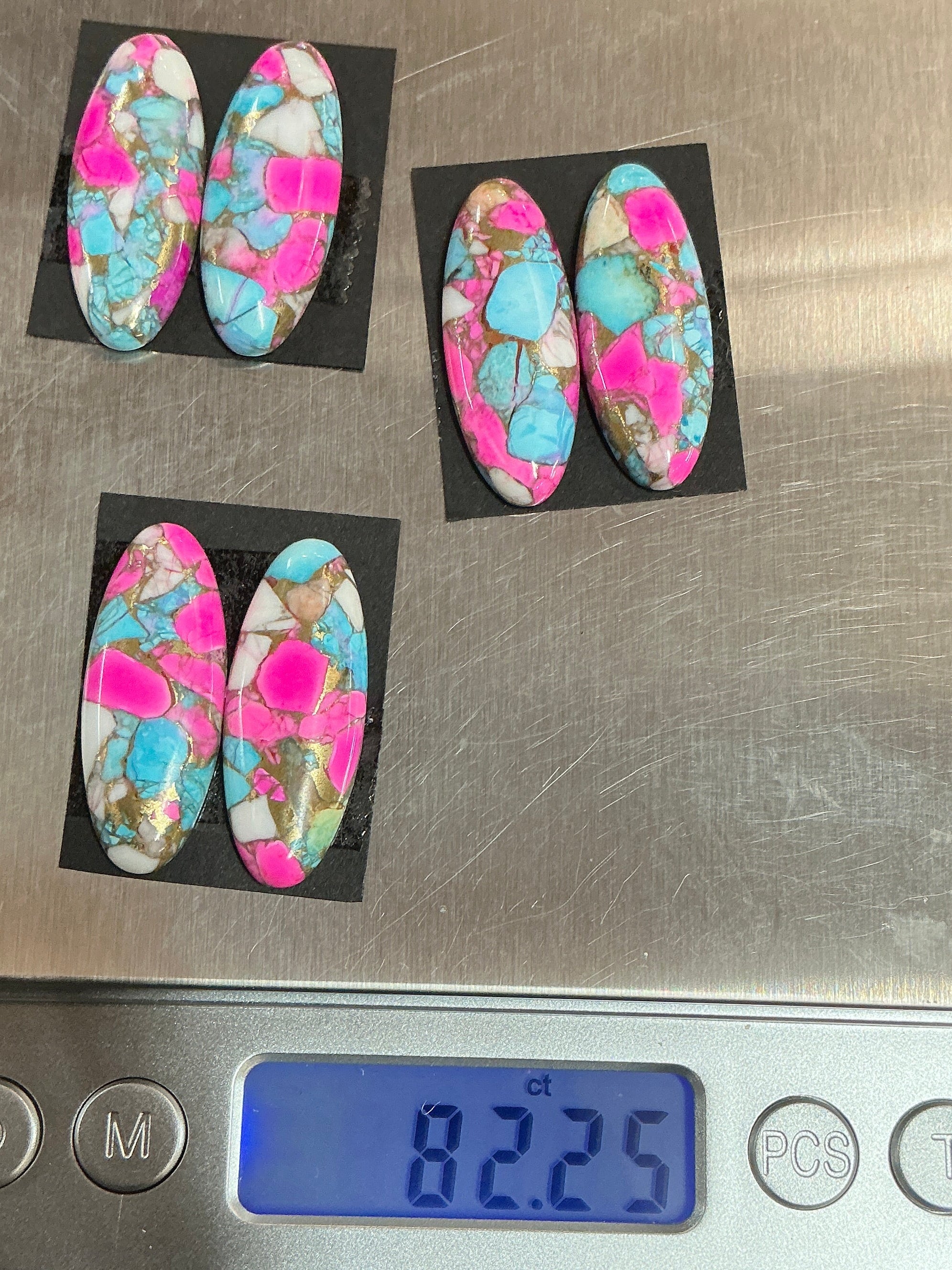 COTTON CANDY BLOCK CABOCHONS. 3 MATCHING SETS. LOT 2. ~82 CARATS. $60