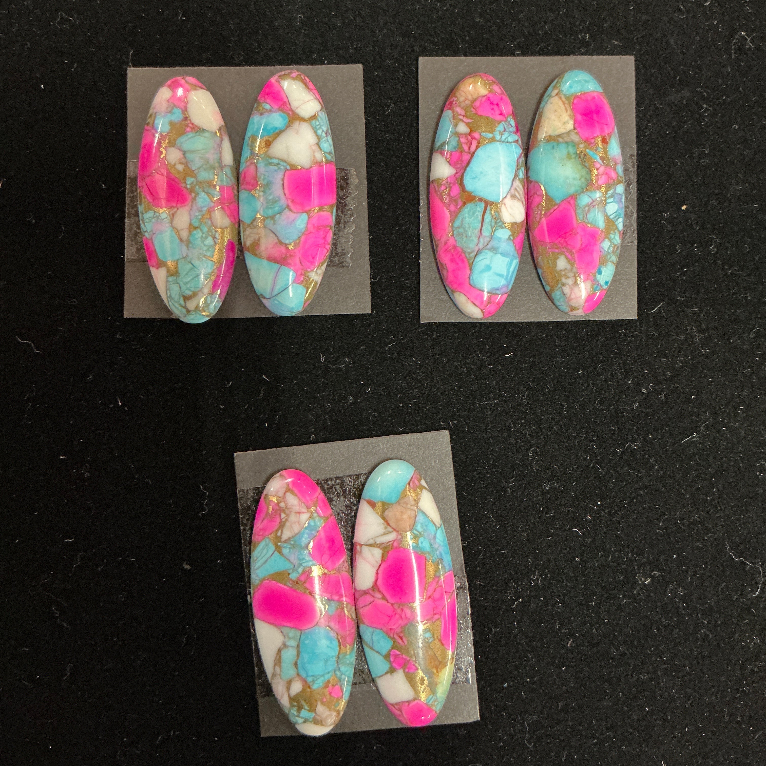 COTTON CANDY BLOCK CABOCHONS. 3 MATCHING SETS. LOT 2. ~82 CARATS. $60